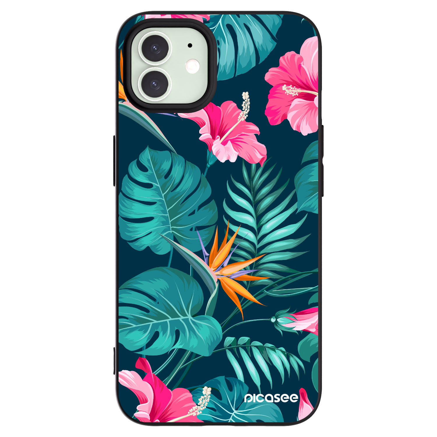 Picasee fekete szilikon tok az alábbi mobiltelefonokra Apple iPhone 12 Pro - Pink Monstera
