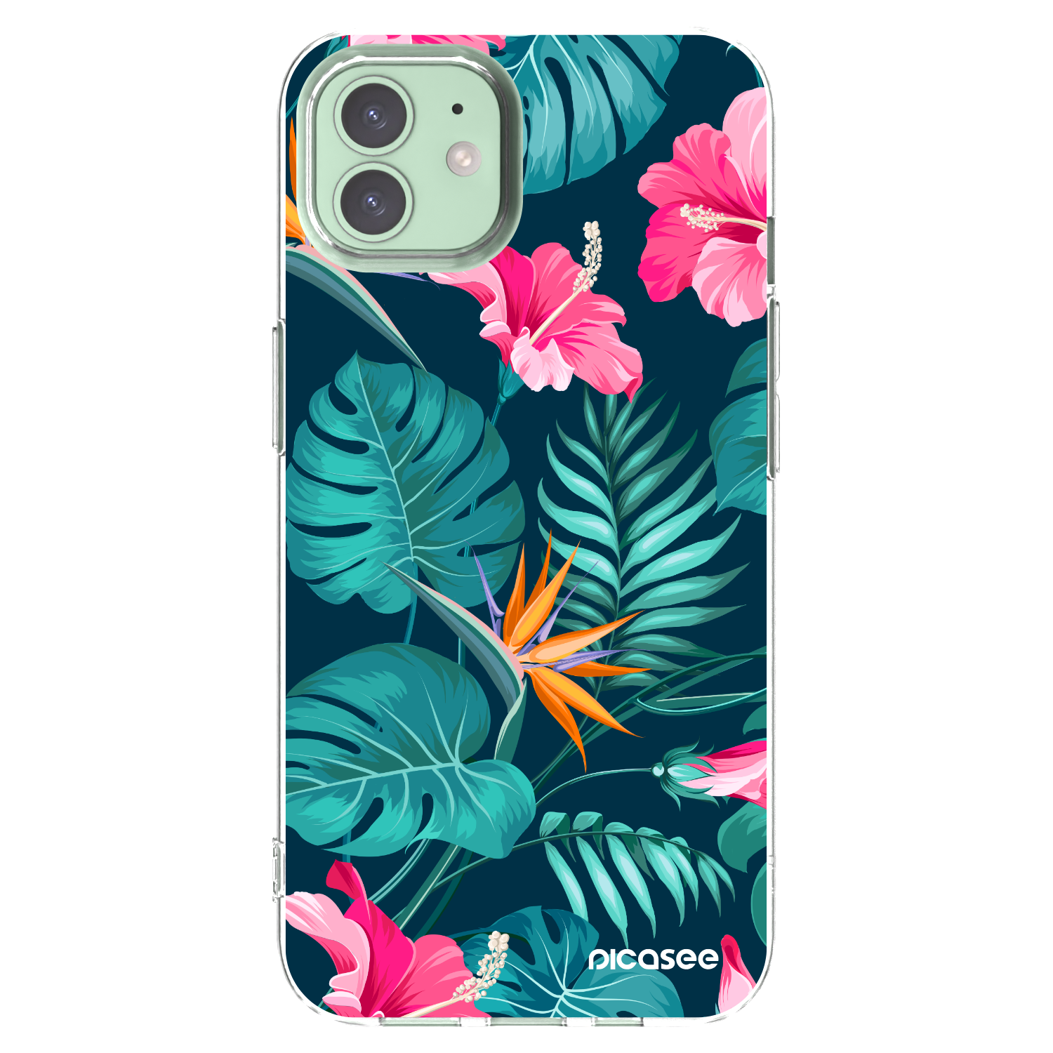 Picasee átlátszó szilikon tok az alábbi mobiltelefonokra Apple iPhone 12 Pro - Pink Monstera