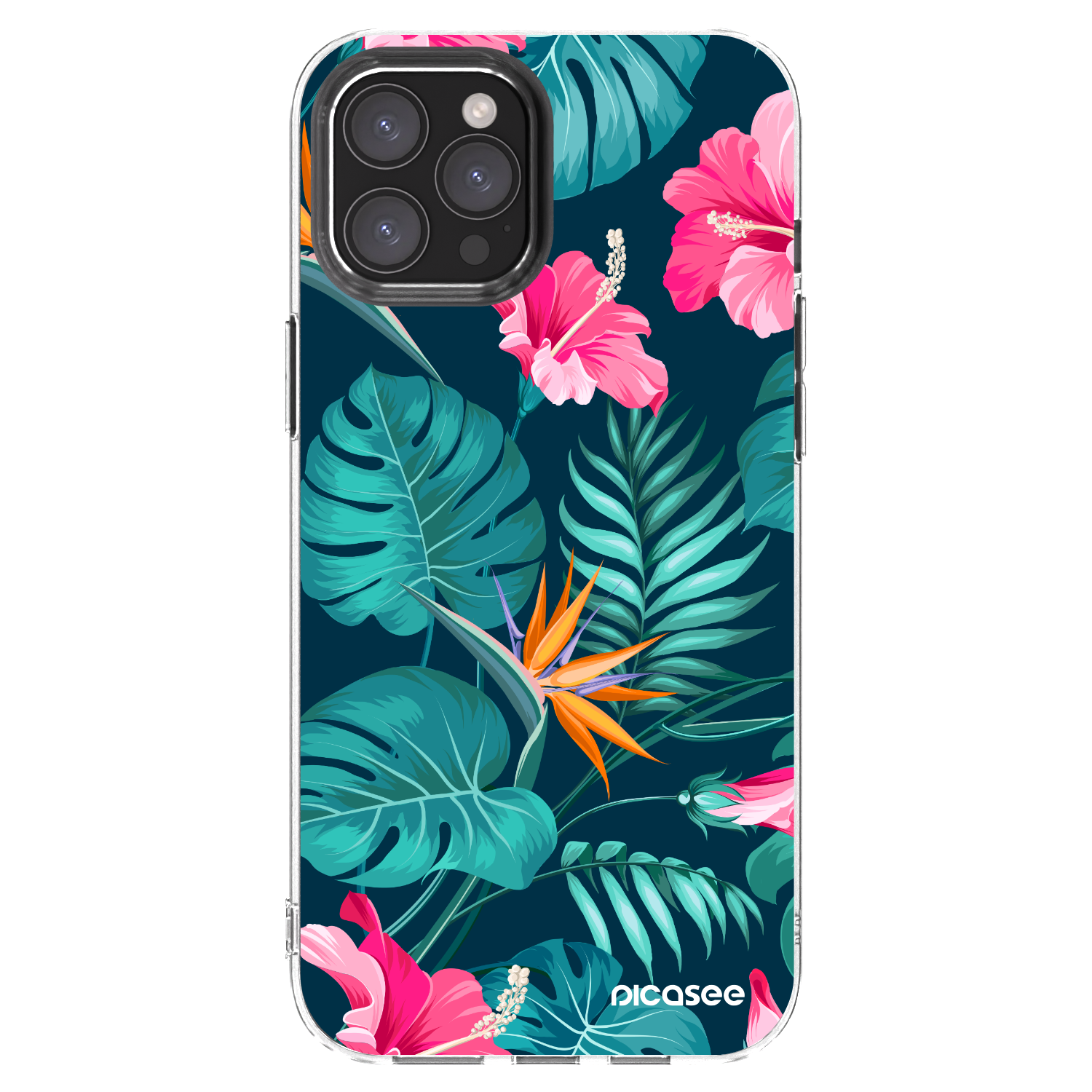 Picasee átlátszó szilikon tok az alábbi mobiltelefonokra Apple iPhone 12 Pro Max - Pink Monstera