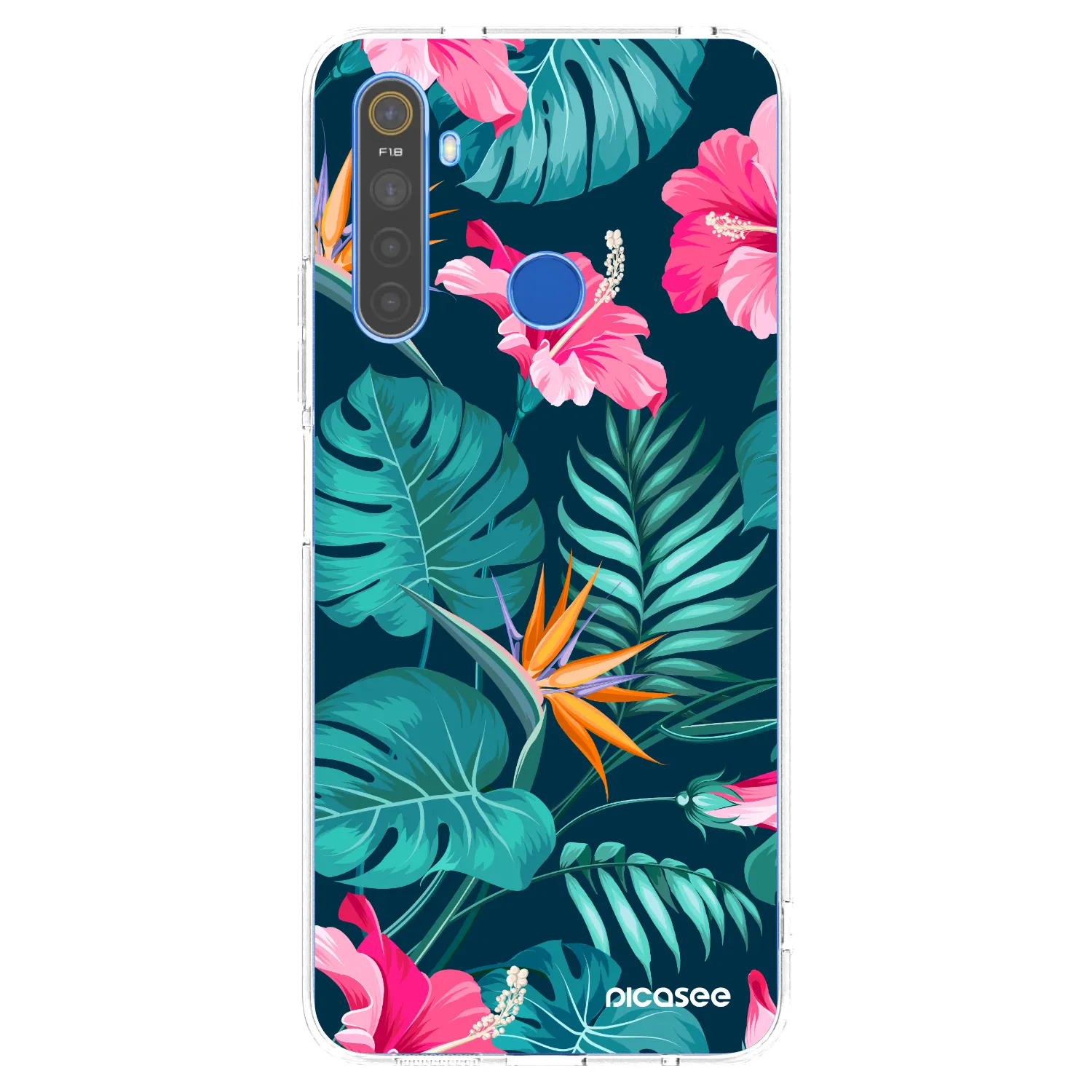 Picasee átlátszó szilikon tok az alábbi mobiltelefonokra Realme 5 - Pink Monstera