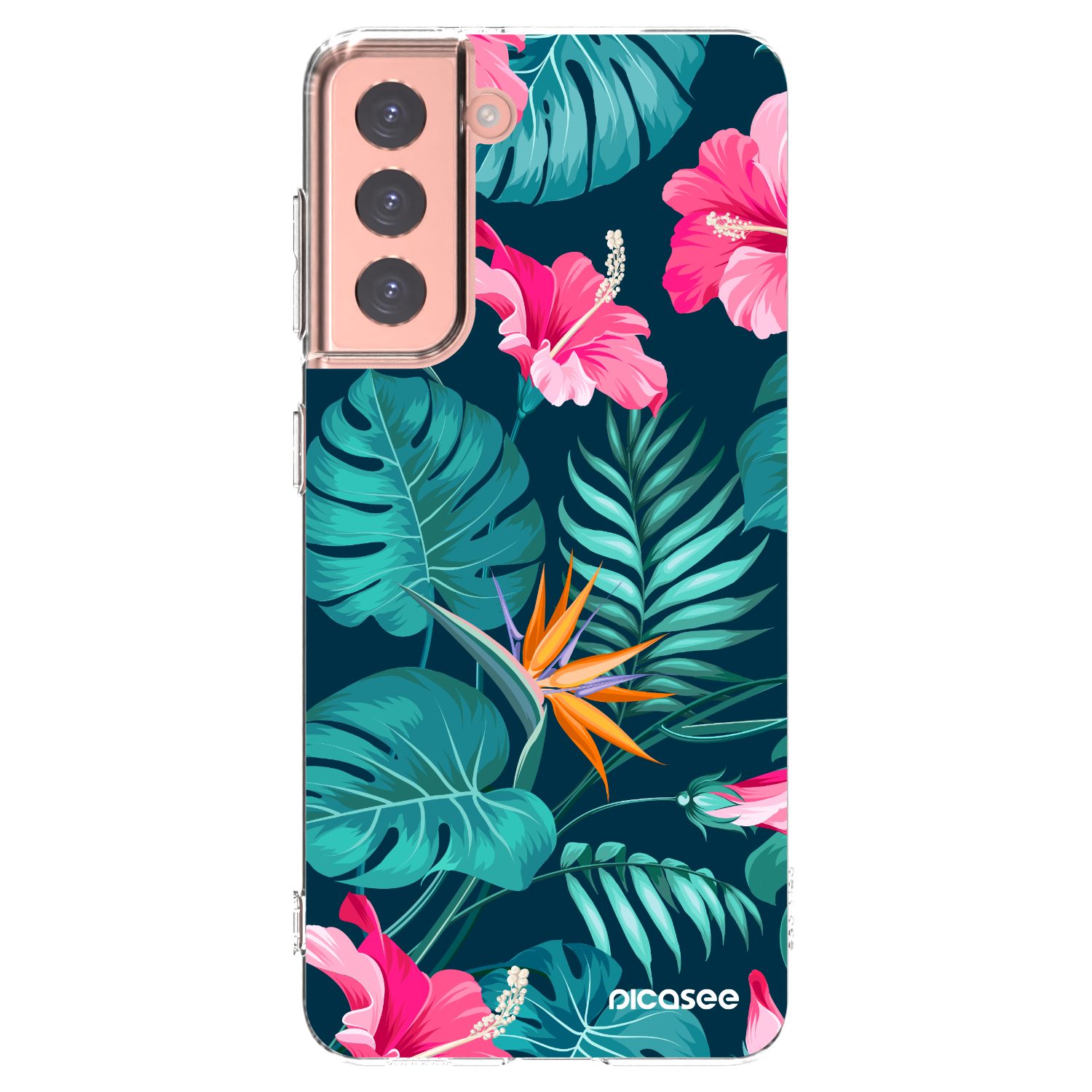 Picasee átlátszó szilikon tok az alábbi mobiltelefonokra Samsung Galaxy S21 5G G991B - Pink Monstera