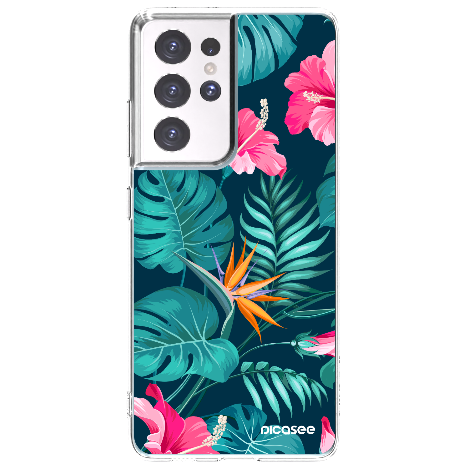 Picasee átlátszó szilikon tok az alábbi mobiltelefonokra Samsung Galaxy S21 Ultra 5G G998B - Pink Monstera