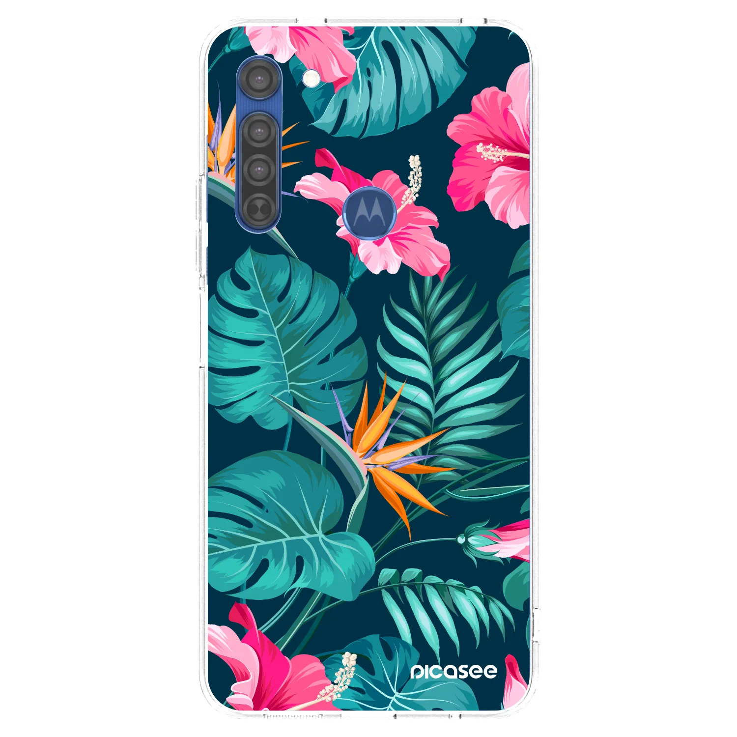 Picasee átlátszó szilikon tok az alábbi mobiltelefonokra Motorola Moto G8 - Pink Monstera
