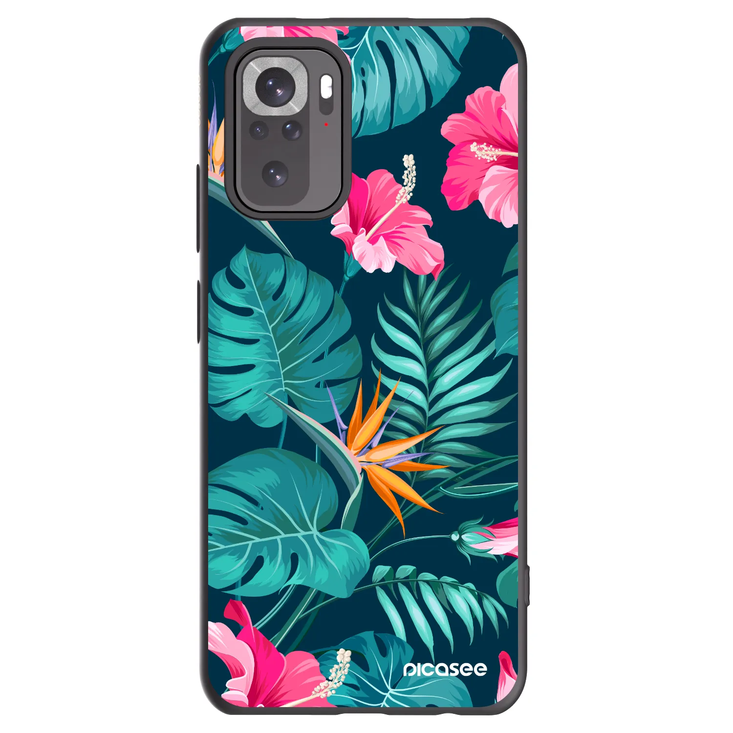 Picasee fekete szilikon tok az alábbi mobiltelefonokra Xiaomi Redmi Note 10 - Pink Monstera