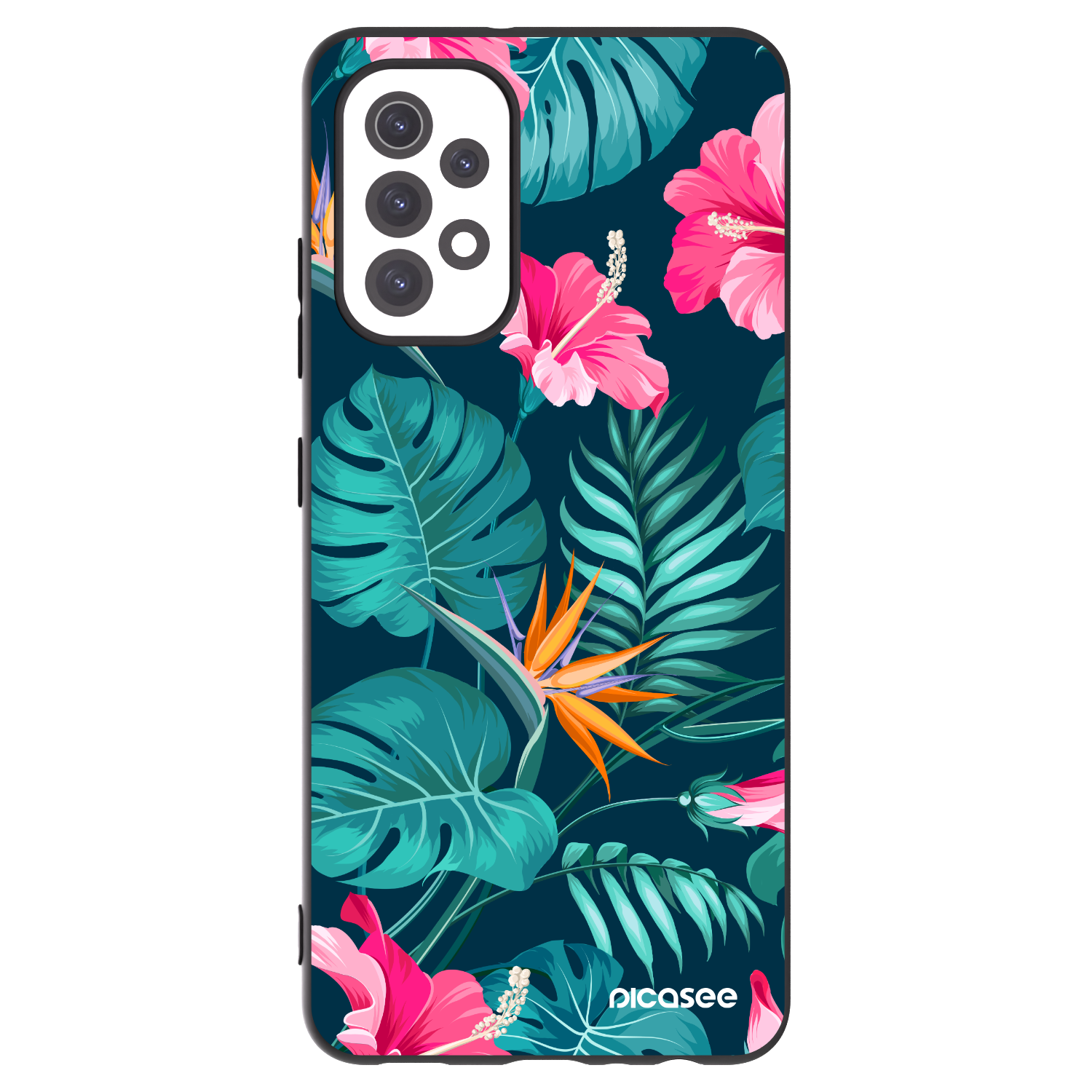 Picasee fekete szilikon tok az alábbi mobiltelefonokra Samsung Galaxy A32 5G A326B - Pink Monstera