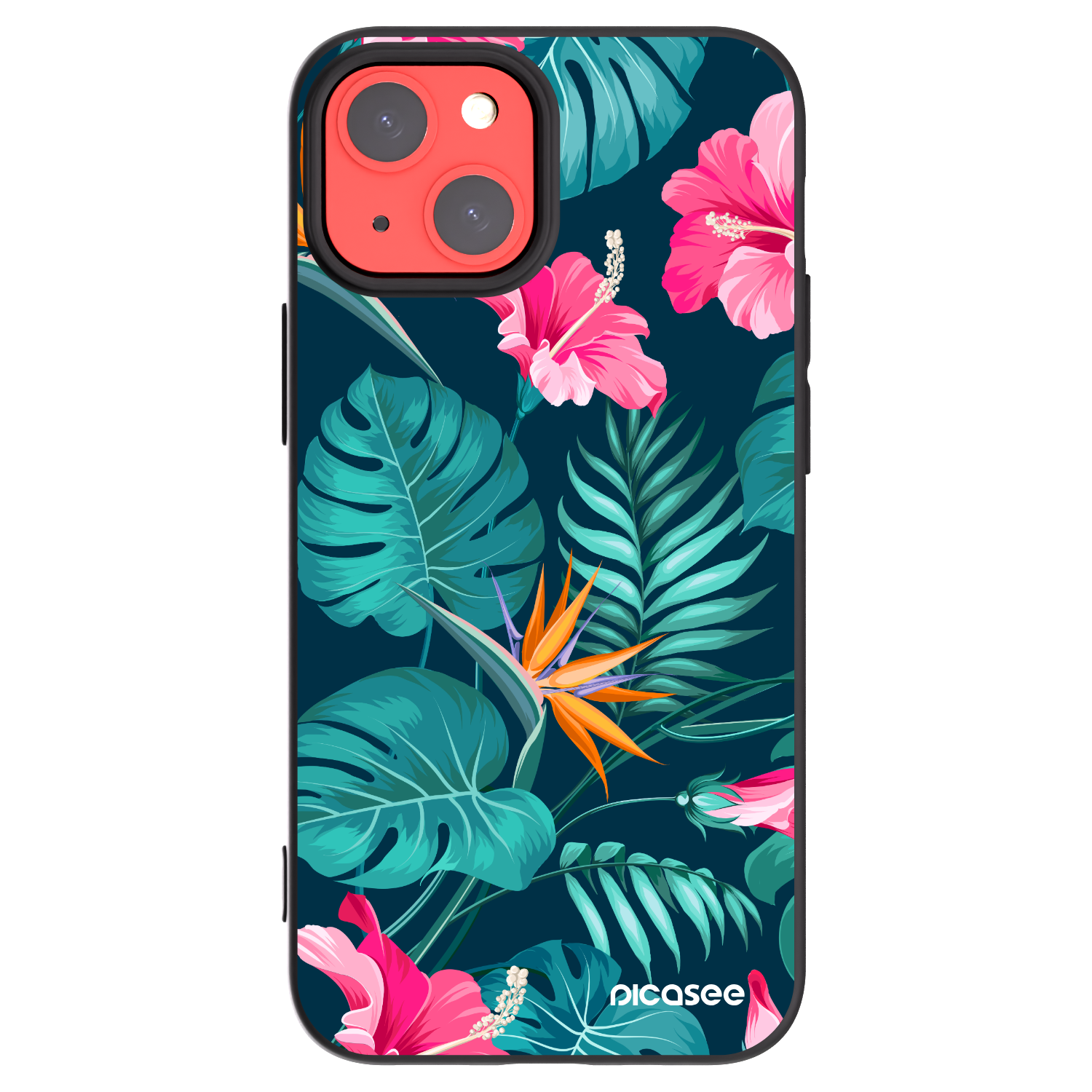 Picasee fekete szilikon tok az alábbi mobiltelefonokra Apple iPhone 13 mini - Pink Monstera