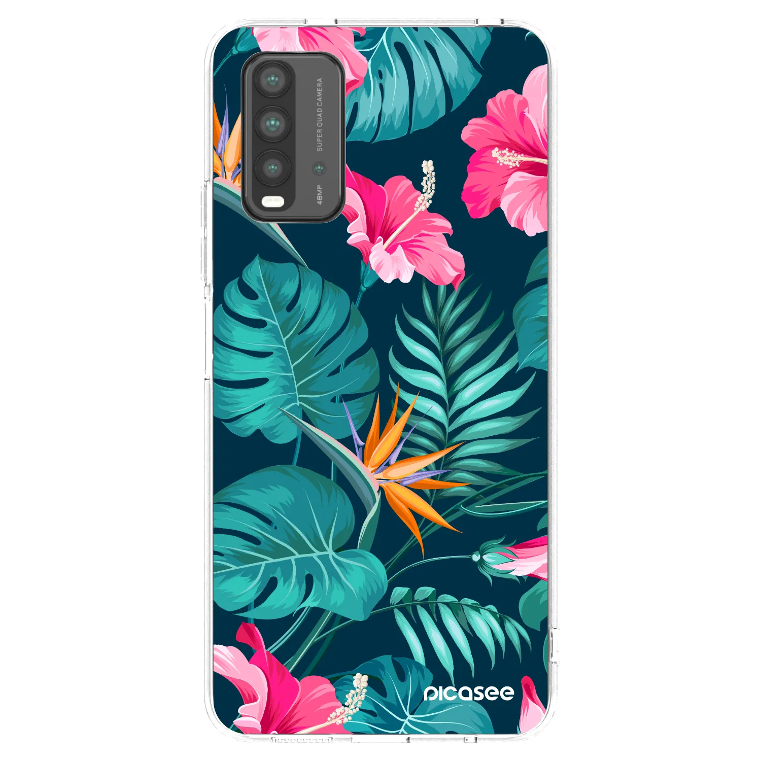 Picasee fekete szilikon tok az alábbi mobiltelefonokra Xiaomi Redmi 9T - Pink Monstera