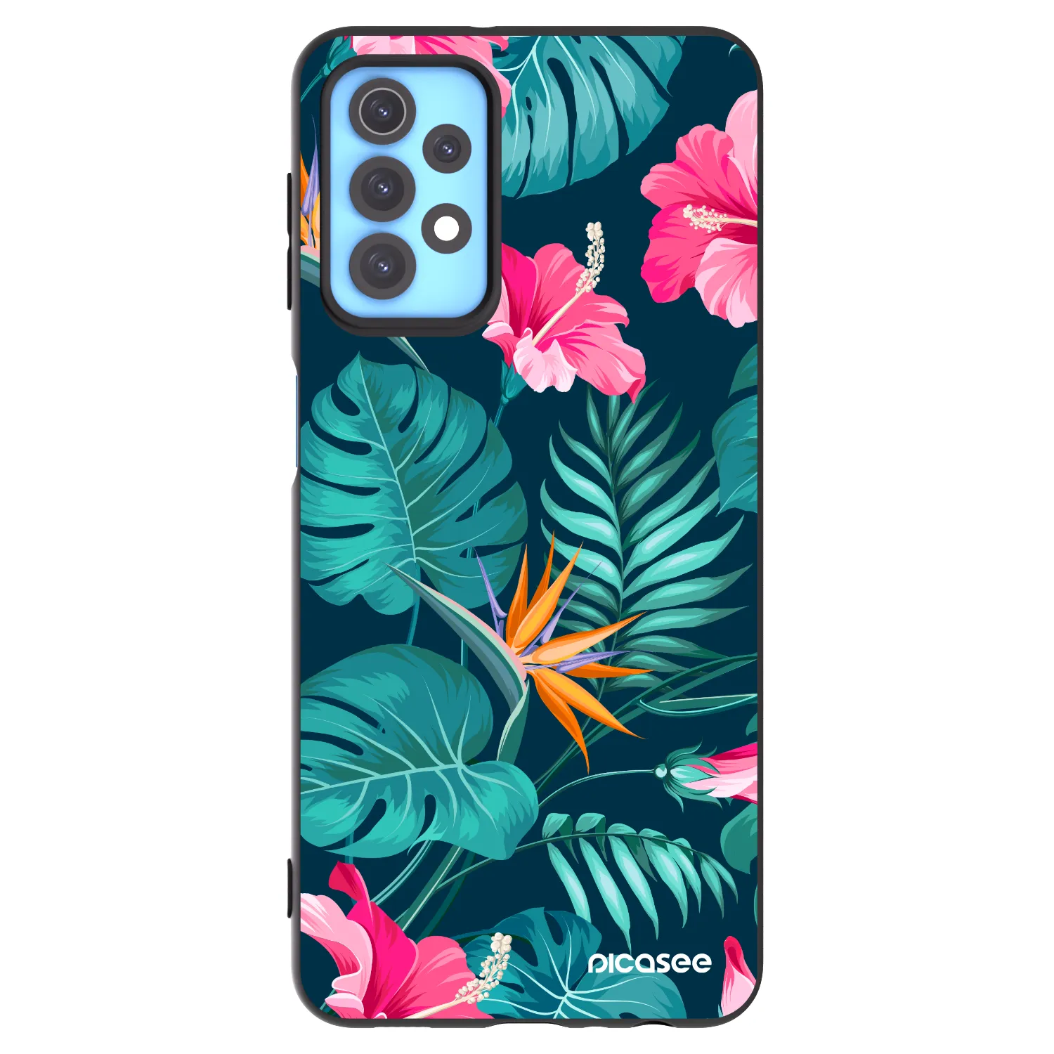 Picasee fekete szilikon tok az alábbi mobiltelefonokra Samsung Galaxy A32 4G SM-A325F - Pink Monstera