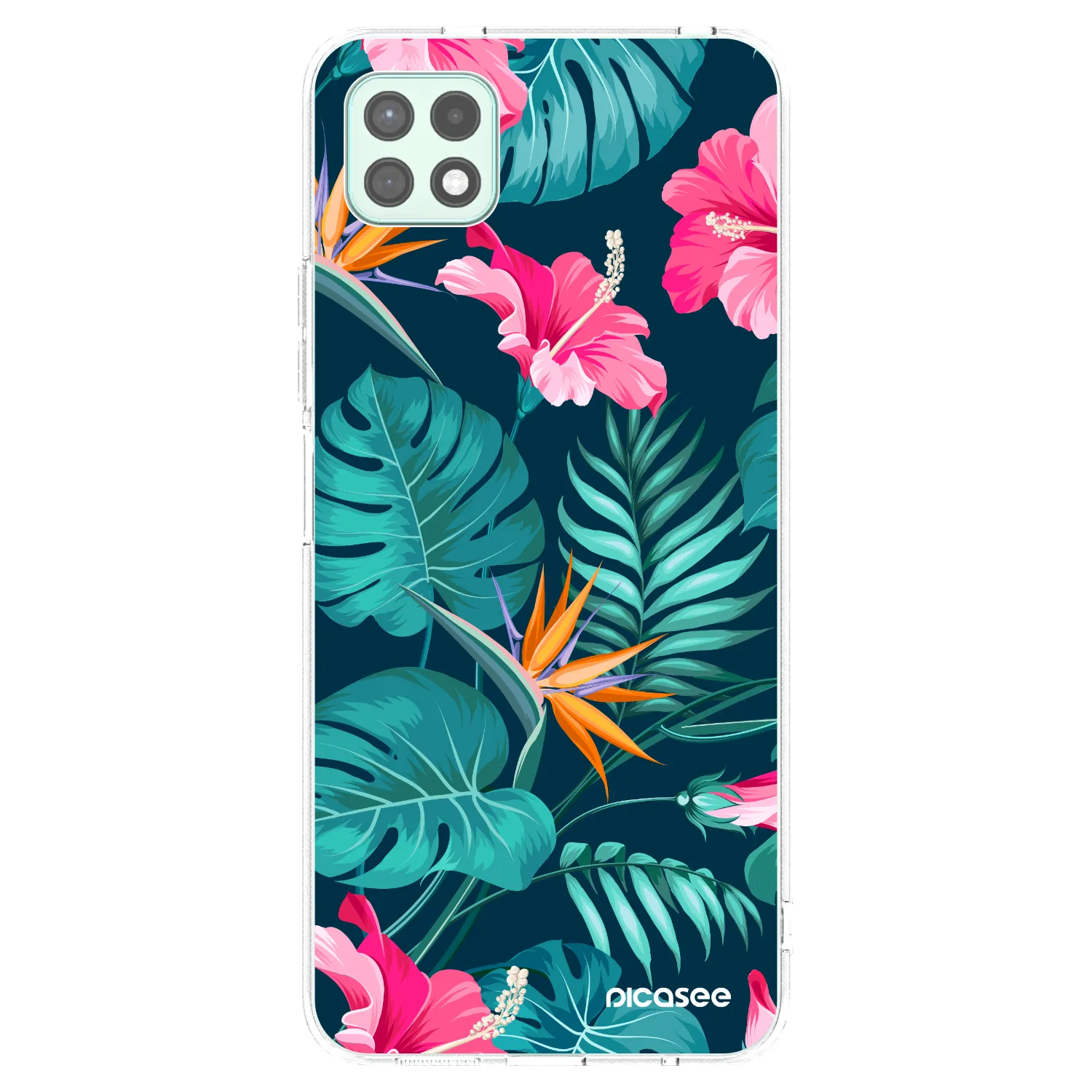 Picasee átlátszó szilikon tok az alábbi mobiltelefonokra Samsung Galaxy A22 A226B 5G - Pink Monstera