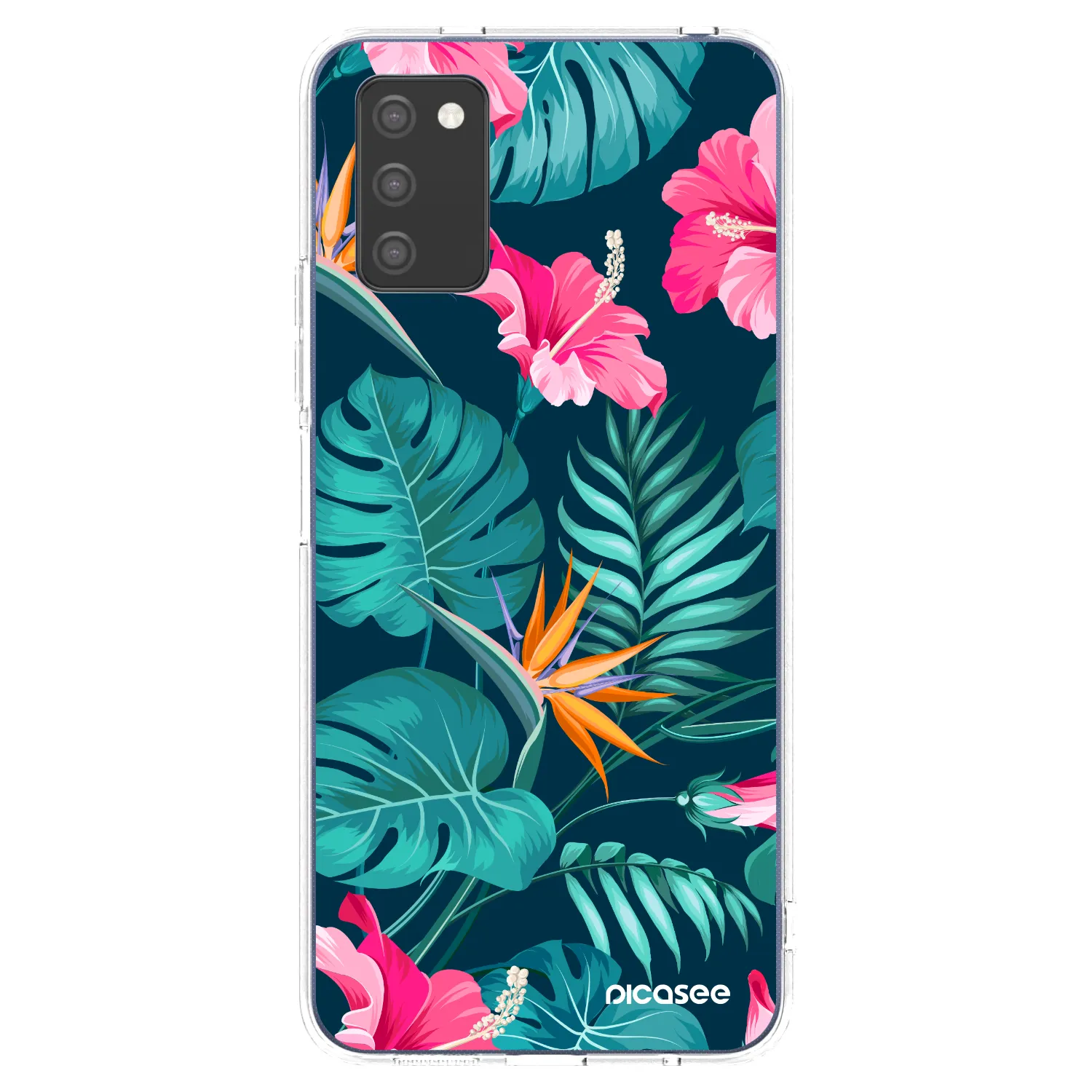 Picasee átlátszó szilikon tok az alábbi mobiltelefonokra Samsung Galaxy A02s A025G - Pink Monstera