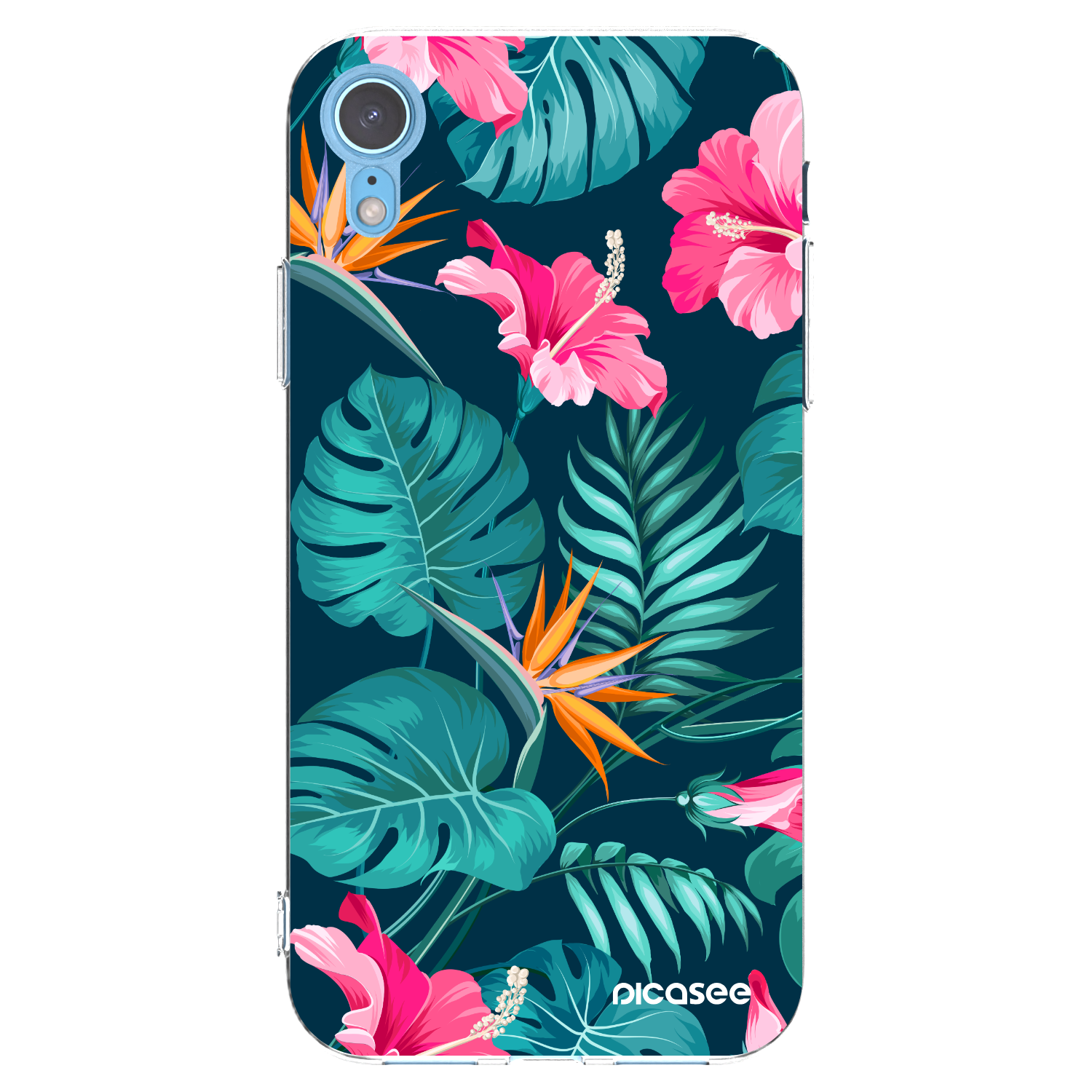 Picasee átlátszó szilikon tok az alábbi mobiltelefonokra Apple iPhone XR - Pink Monstera