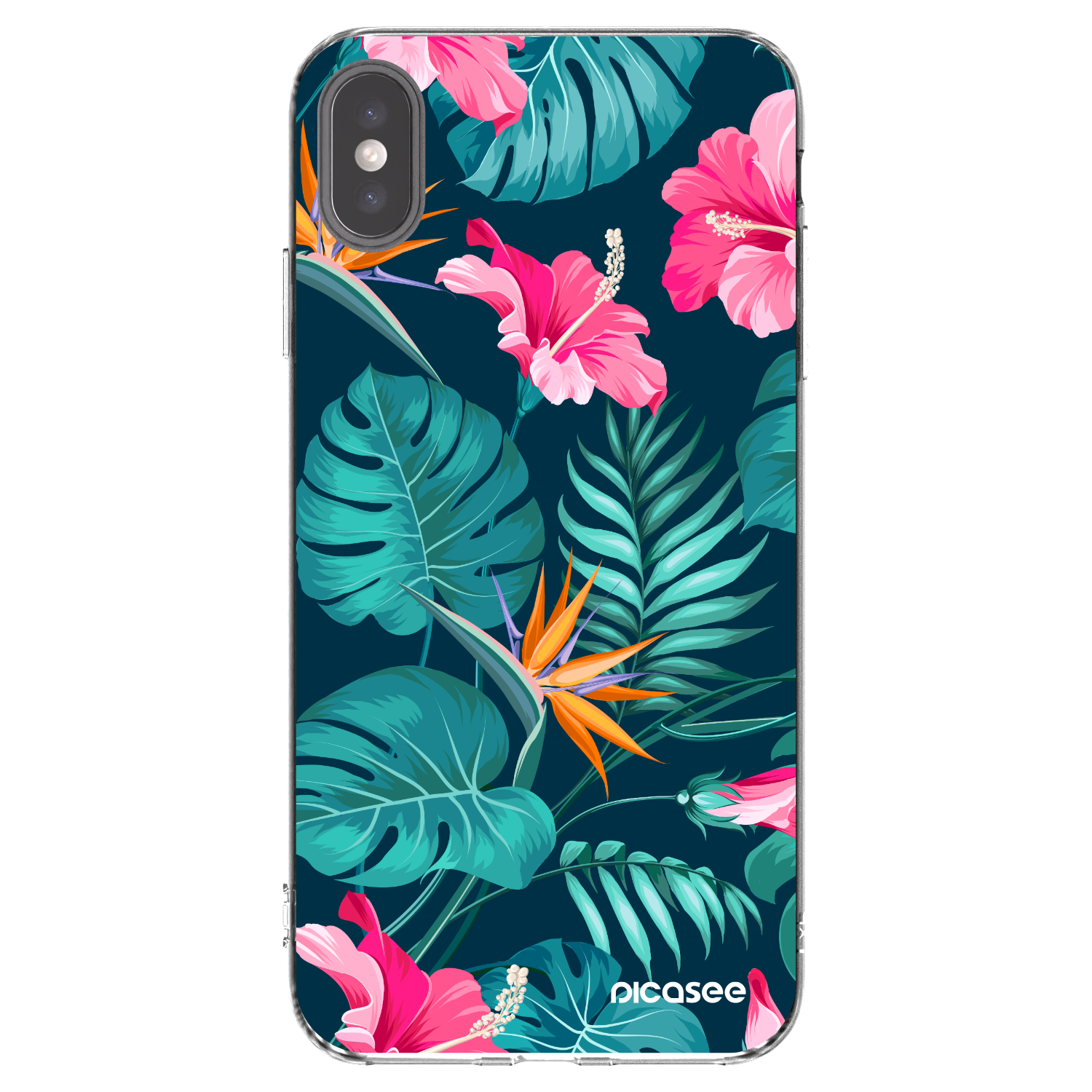 Picasee átlátszó szilikon tok az alábbi mobiltelefonokra Apple iPhone XS Max - Pink Monstera