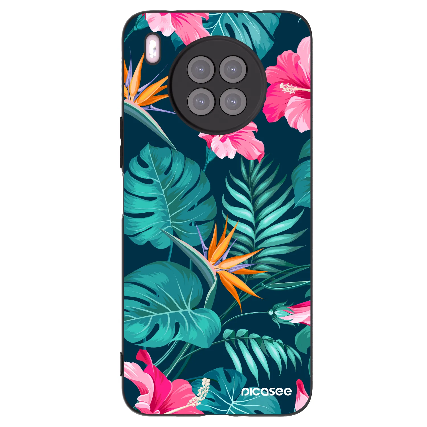 Picasee fekete szilikon tok az alábbi mobiltelefonokra Huawei Nova 8i - Pink Monstera