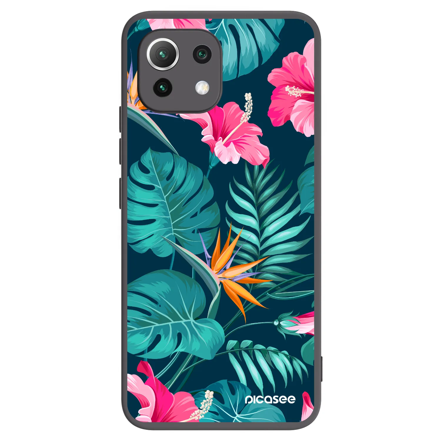 Picasee fekete szilikon tok az alábbi mobiltelefonokra Xiaomi 11 Lite 5G NE - Pink Monstera