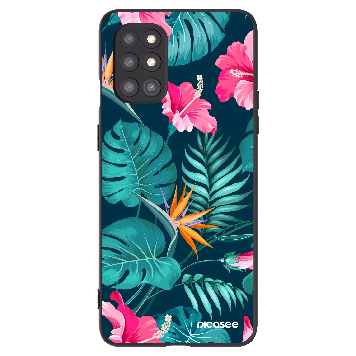 Picasee fekete szilikon tok az alábbi mobiltelefonokra OnePlus 8T - Pink Monstera