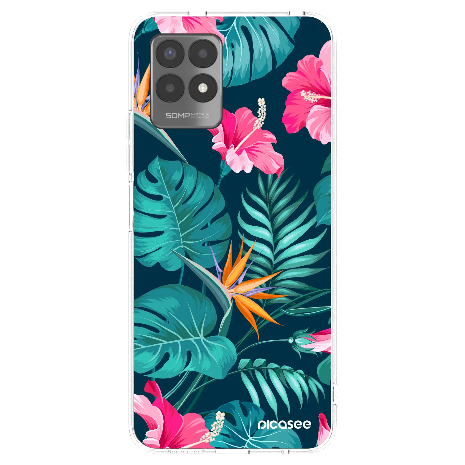 Picasee átlátszó szilikon tok az alábbi mobiltelefonokra Realme 8i - Pink Monstera
