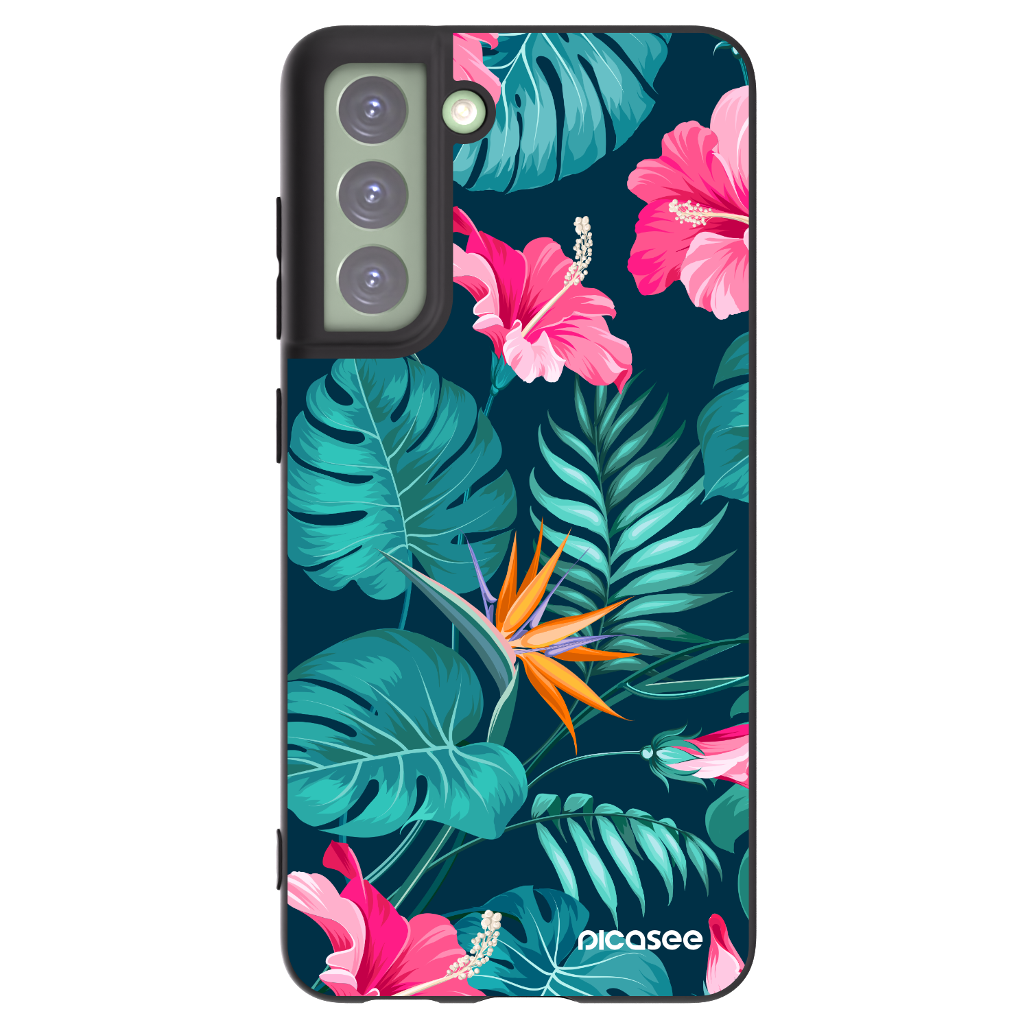 Picasee fekete szilikon tok az alábbi mobiltelefonokra Samsung Galaxy S21 FE 5G - Pink Monstera