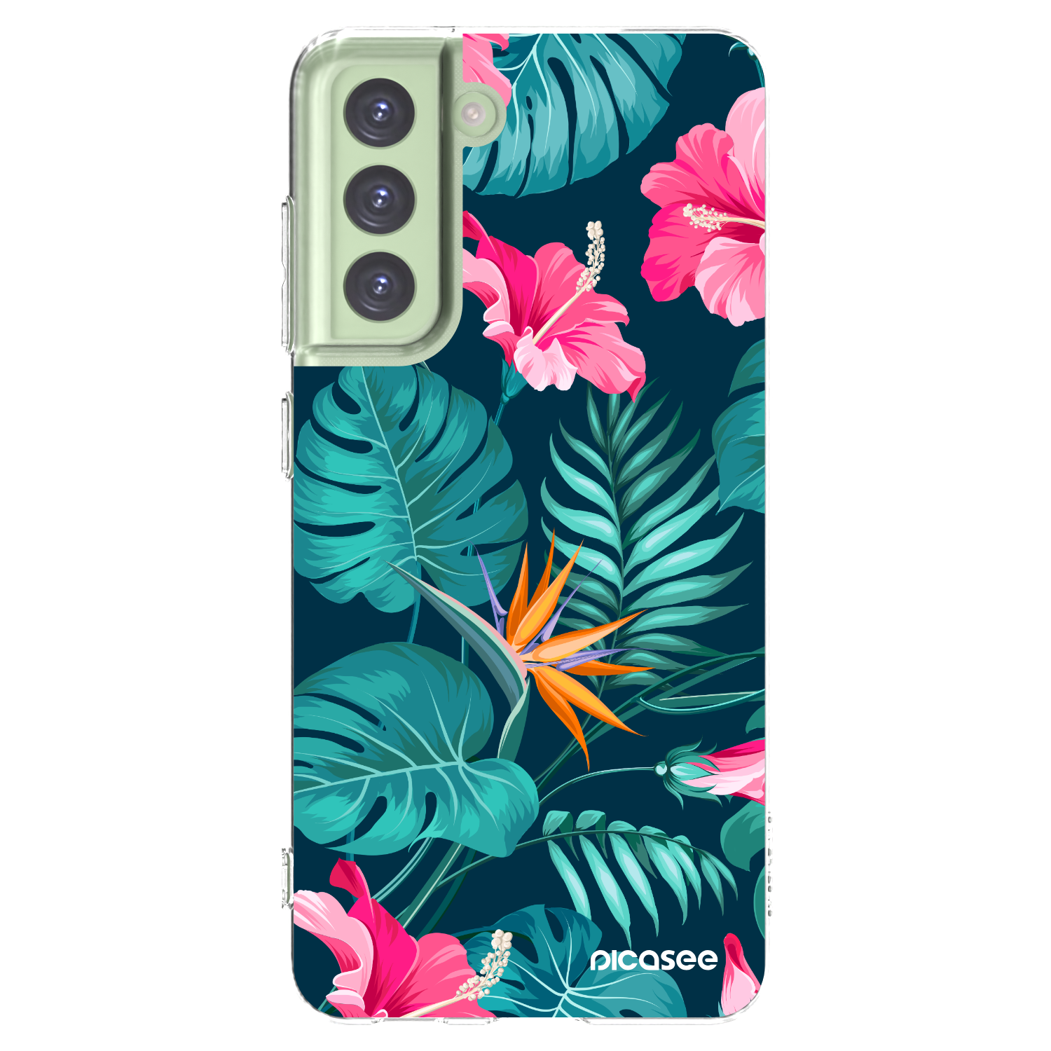 Picasee átlátszó szilikon tok az alábbi mobiltelefonokra Samsung Galaxy S21 FE 5G - Pink Monstera