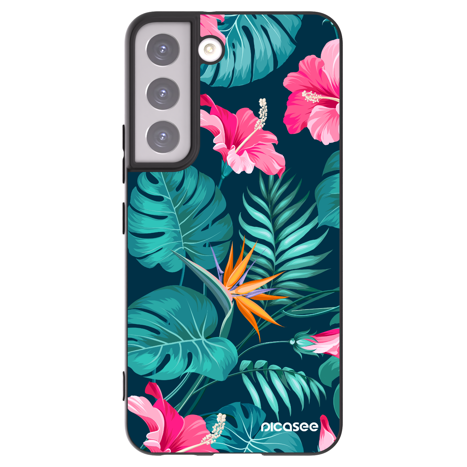 Picasee fekete szilikon tok az alábbi mobiltelefonokra Samsung Galaxy S22 5G - Pink Monstera