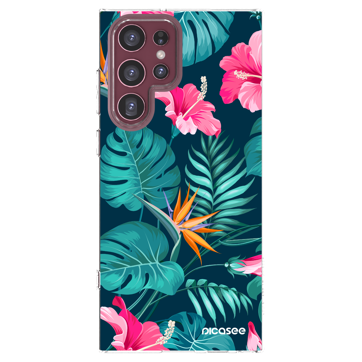 Picasee átlátszó szilikon tok az alábbi mobiltelefonokra Samsung Galaxy S22 Ultra 5G - Pink Monstera