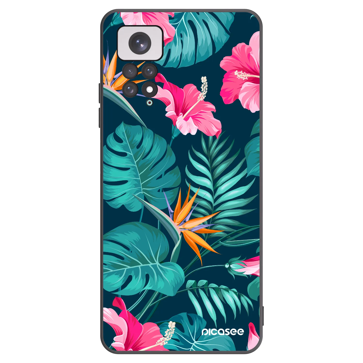 Picasee fekete szilikon tok az alábbi mobiltelefonokra Xiaomi Redmi Note 11 - Pink Monstera