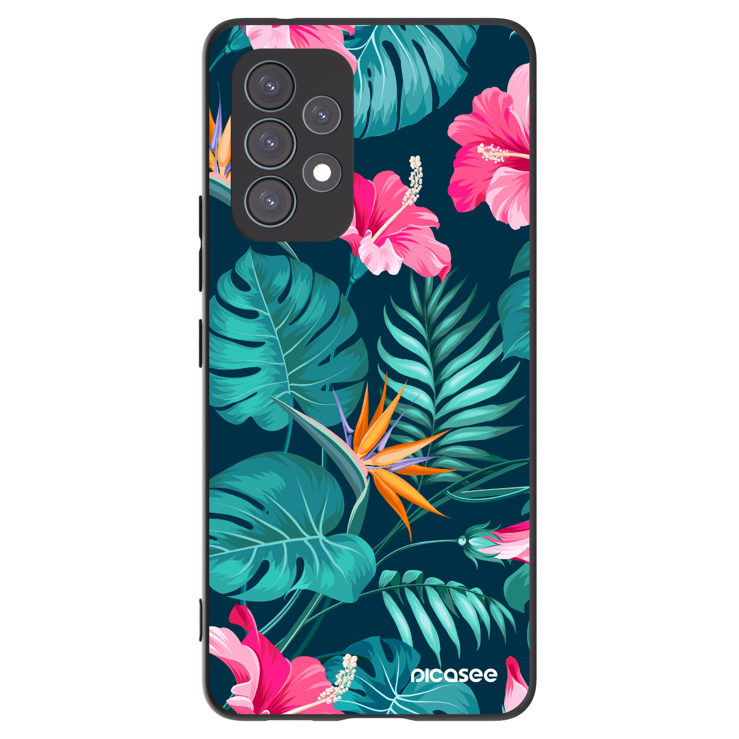 Picasee fekete szilikon tok az alábbi mobiltelefonokra Samsung Galaxy A53 5G A536 - Pink Monstera