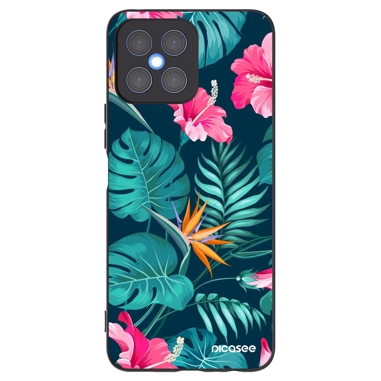 Picasee fekete szilikon tok az alábbi mobiltelefonokra Honor X8 4G - Pink Monstera