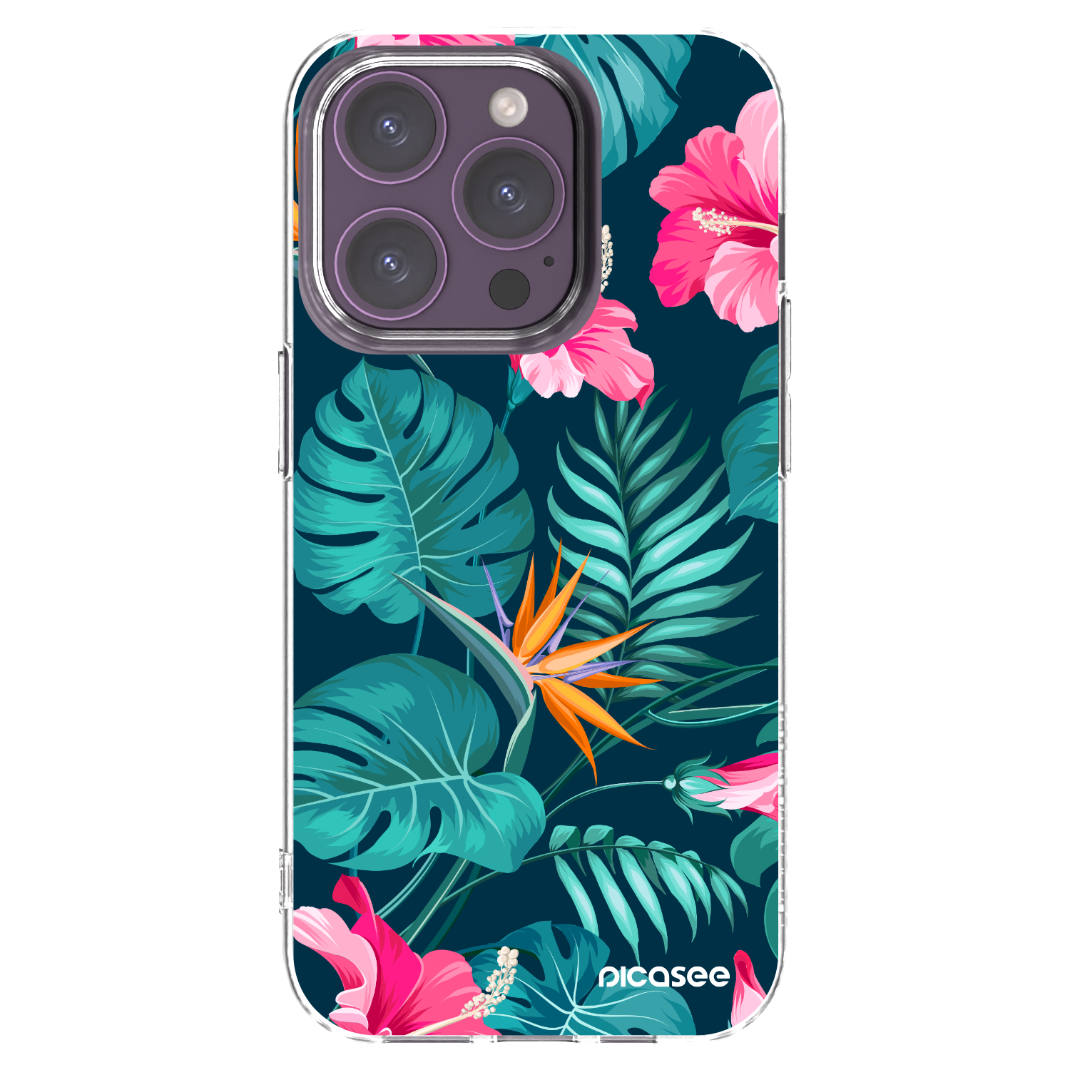 Picasee átlátszó szilikon tok az alábbi mobiltelefonokra Apple iPhone 14 Pro - Pink Monstera