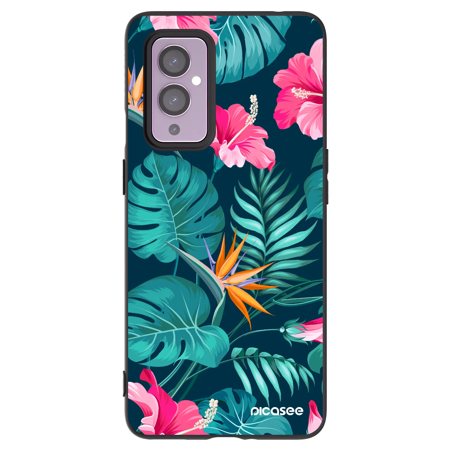 Picasee fekete szilikon tok az alábbi mobiltelefonokra OnePlus 9 - Pink Monstera