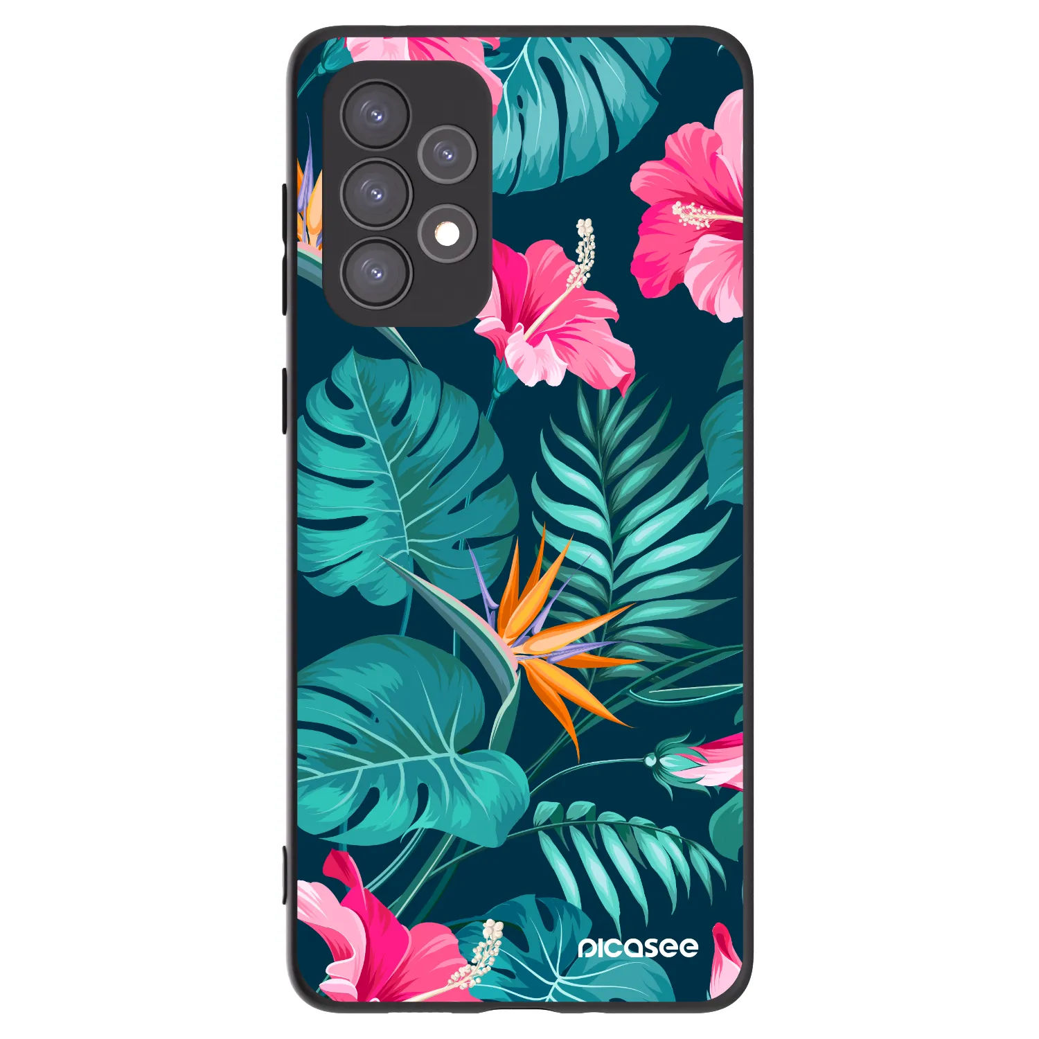 Picasee fekete szilikon tok az alábbi mobiltelefonokra Samsung Galaxy A73 5G - Pink Monstera