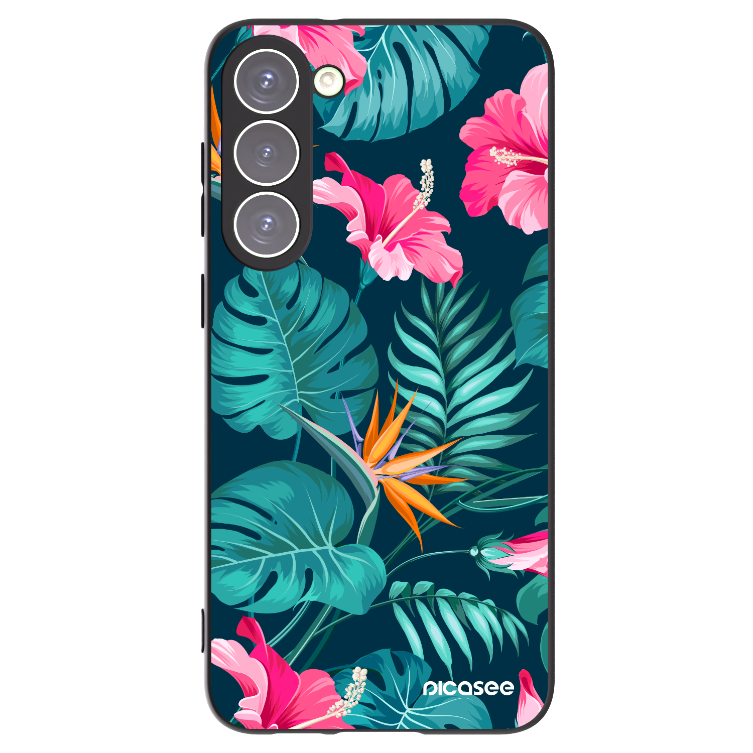 Picasee fekete szilikon tok az alábbi mobiltelefonokra Samsung Galaxy S23+ 5G - Pink Monstera