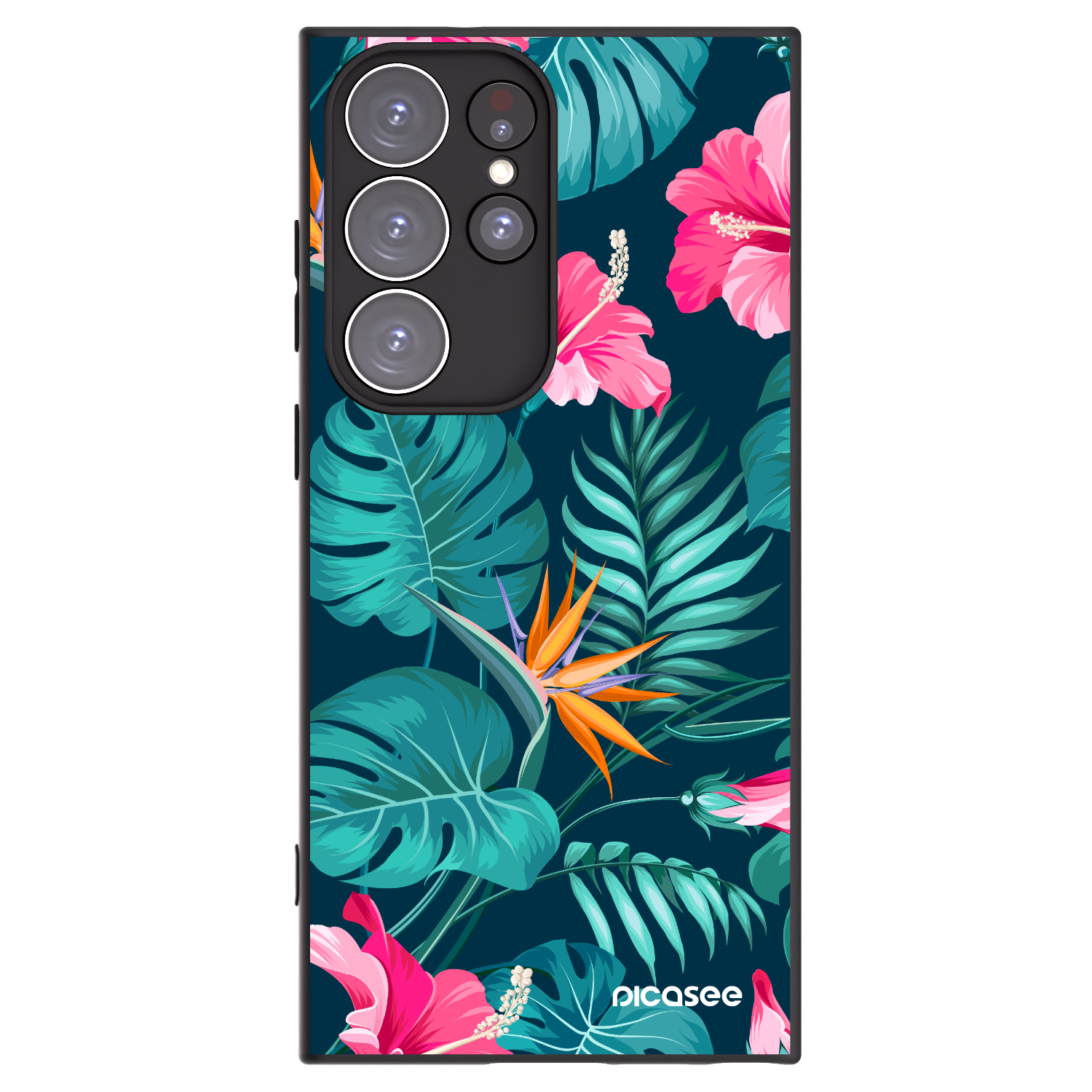 Picasee fekete szilikon tok az alábbi mobiltelefonokra Samsung Galaxy S23 Ultra 5G - Pink Monstera