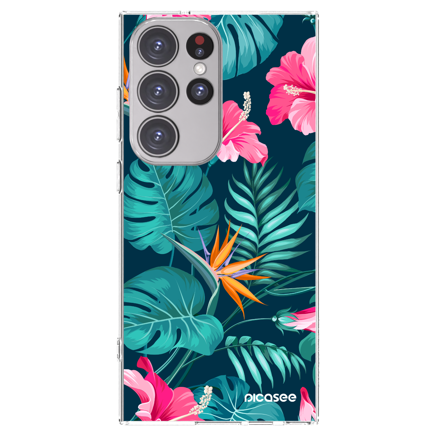 Picasee átlátszó szilikon tok az alábbi mobiltelefonokra Samsung Galaxy S23 Ultra 5G - Pink Monstera