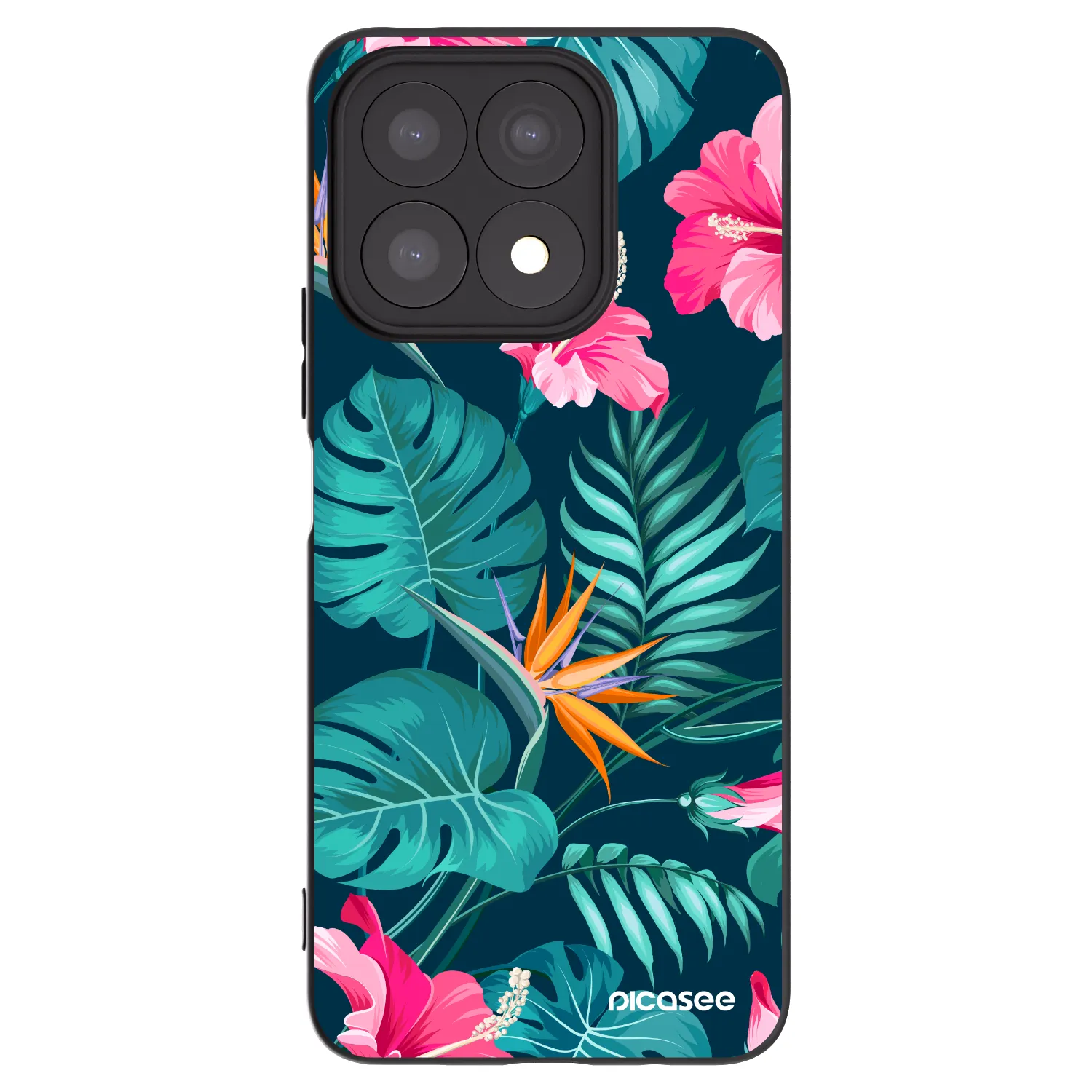 Picasee fekete szilikon tok az alábbi mobiltelefonokra Honor X8a - Pink Monstera