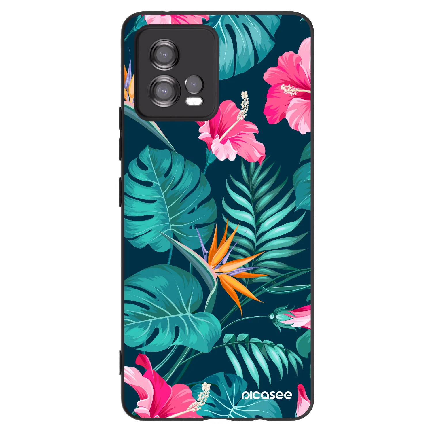 Picasee fekete szilikon tok az alábbi mobiltelefonokra Motorola Moto G72 - Pink Monstera