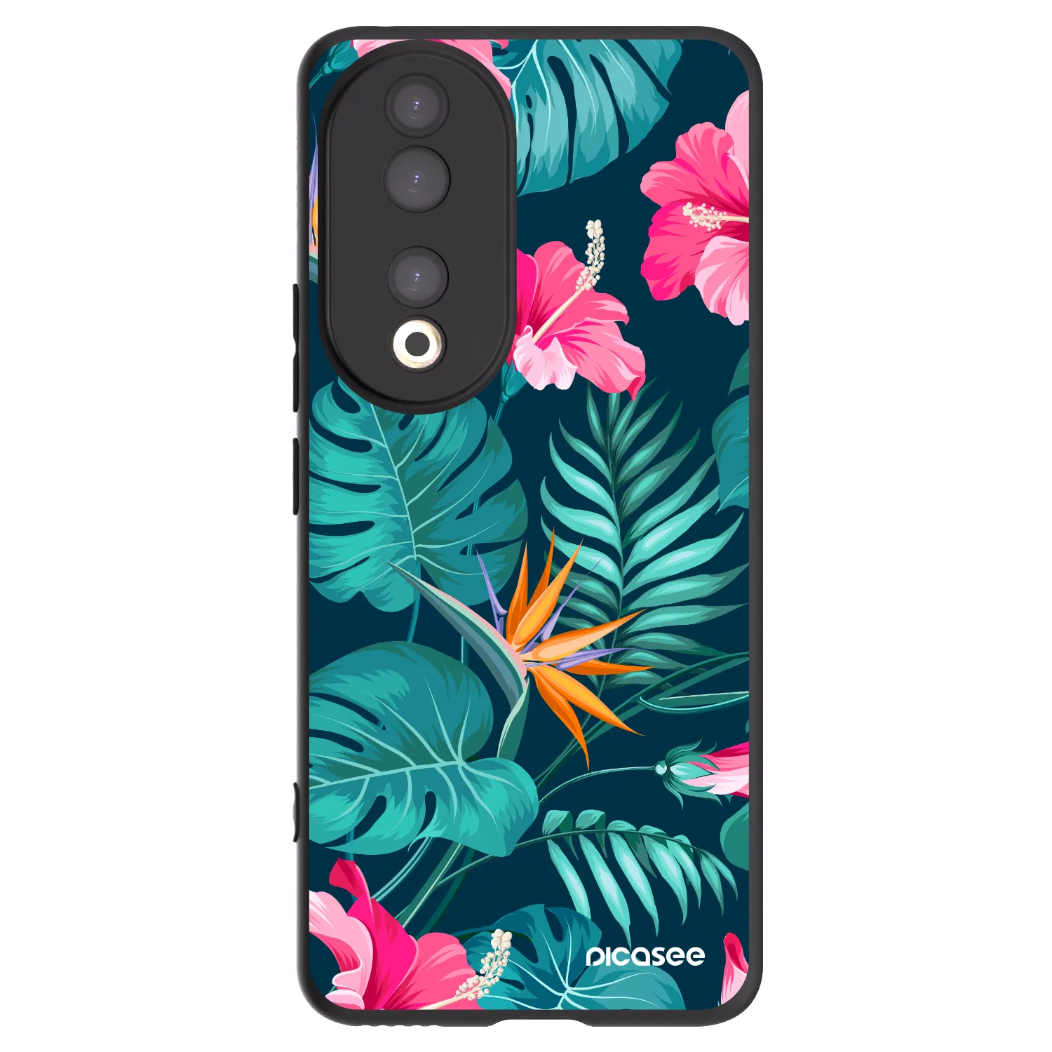 Picasee fekete szilikon tok az alábbi mobiltelefonokra Honor 90 5G - Pink Monstera