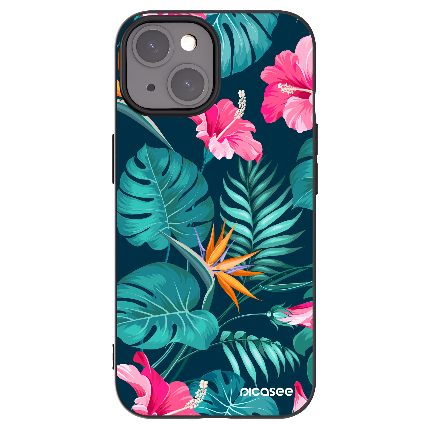 Picasee fekete szilikon tok az alábbi mobiltelefonokra Apple iPhone 15 - Pink Monstera