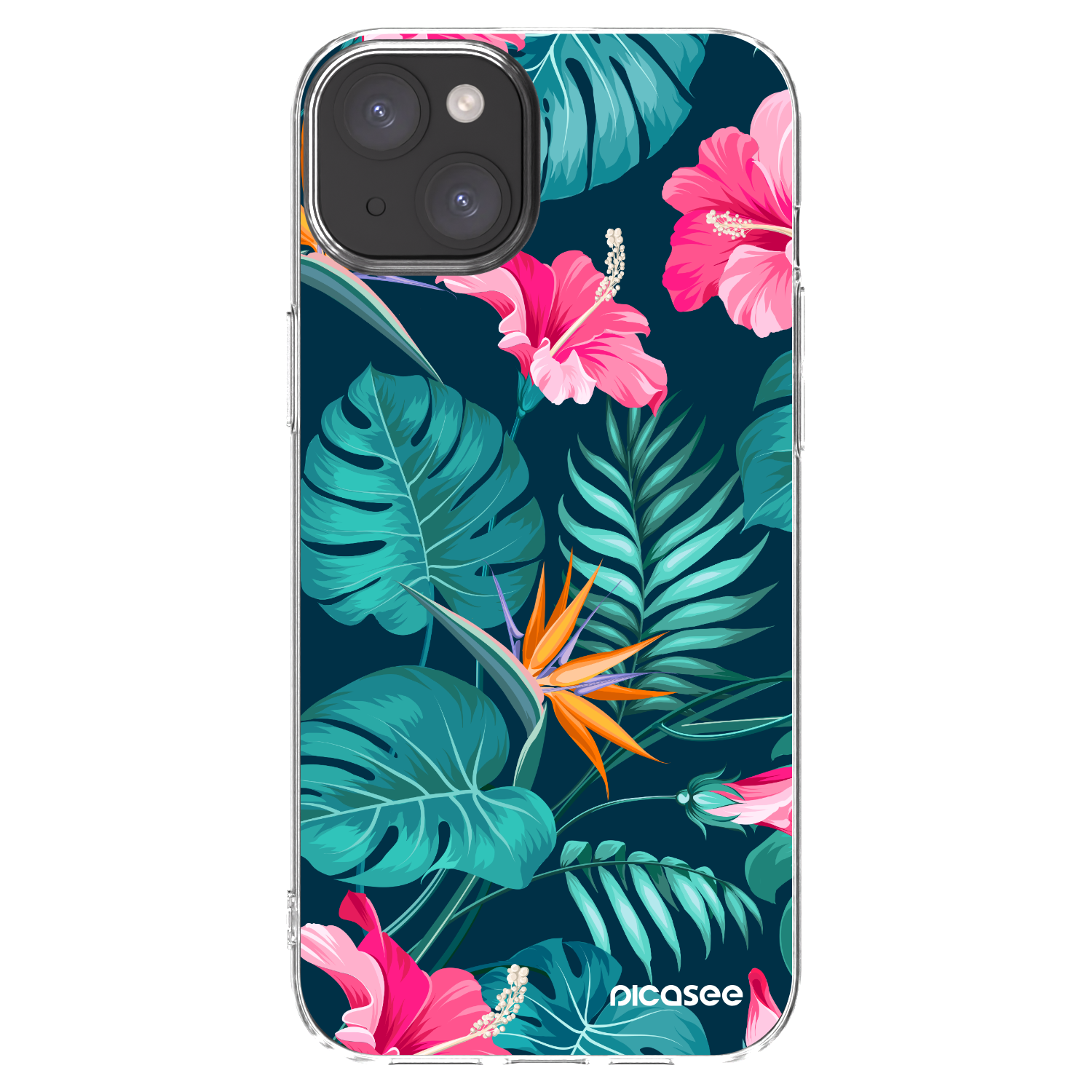 Picasee átlátszó szilikon tok az alábbi mobiltelefonokra Apple iPhone 15 Plus - Pink Monstera