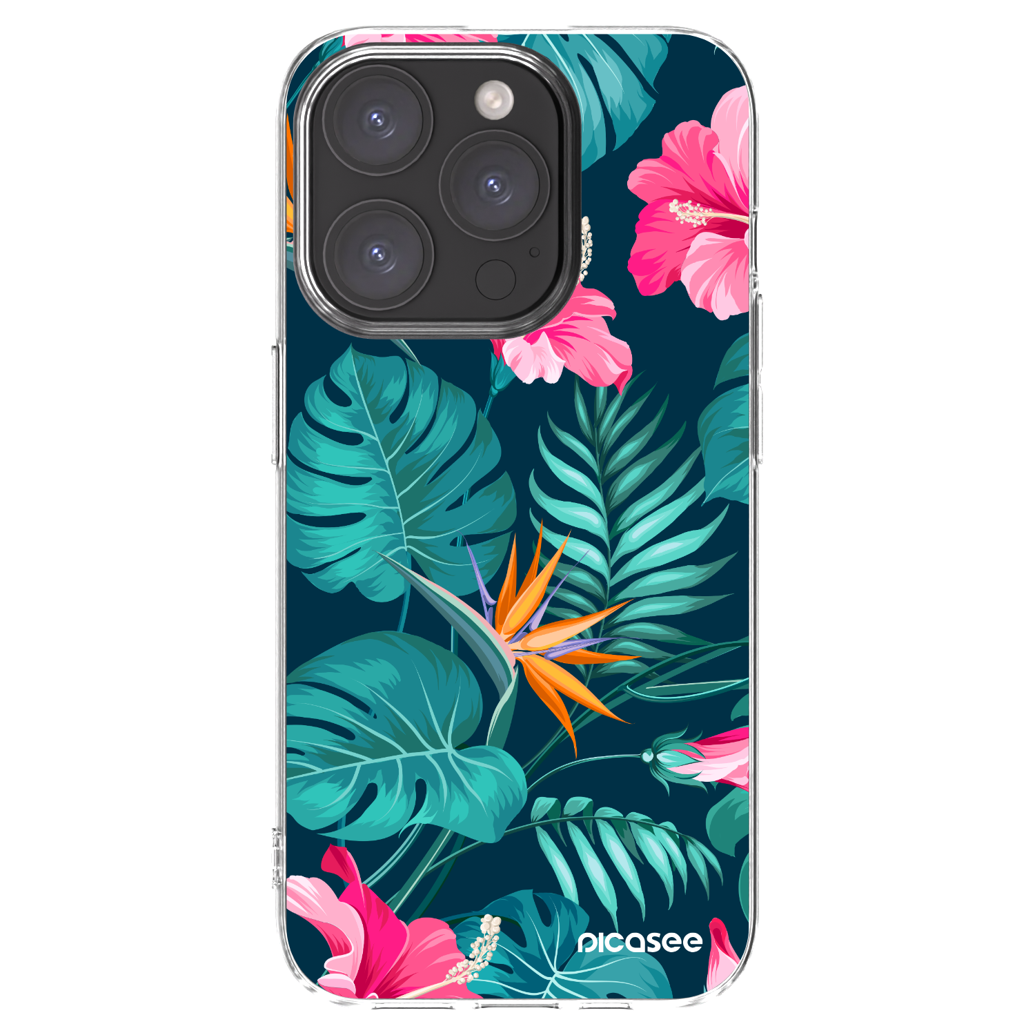 Picasee átlátszó szilikon tok az alábbi mobiltelefonokra Apple iPhone 15 Pro - Pink Monstera