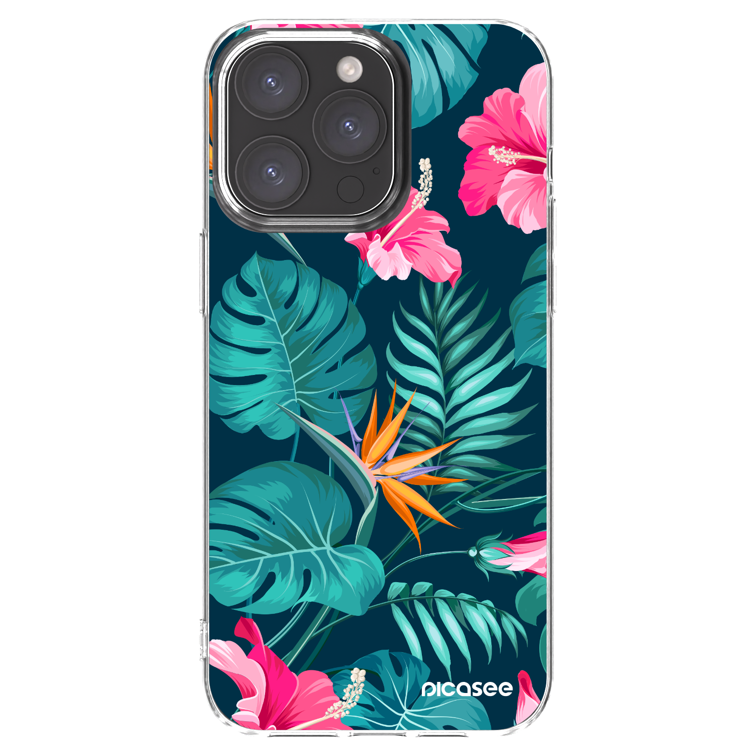 Picasee átlátszó szilikon tok az alábbi mobiltelefonokra Apple iPhone 15 Pro Max - Pink Monstera