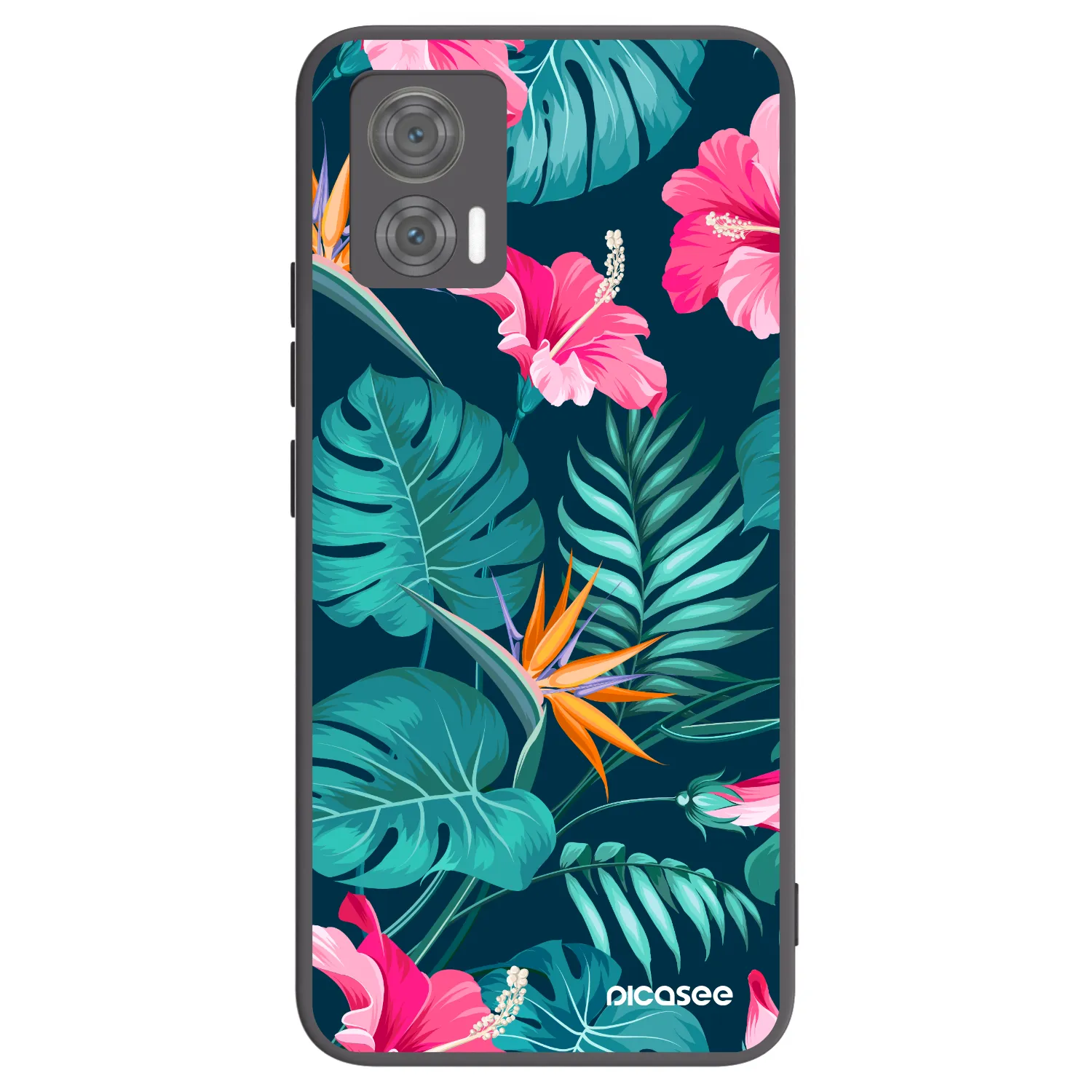 Picasee fekete szilikon tok az alábbi mobiltelefonokra Motorola Edge 30 Neo - Pink Monstera