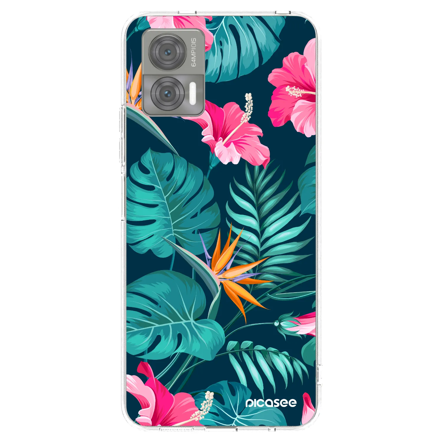 Picasee átlátszó szilikon tok az alábbi mobiltelefonokra Motorola Edge 30 Neo - Pink Monstera