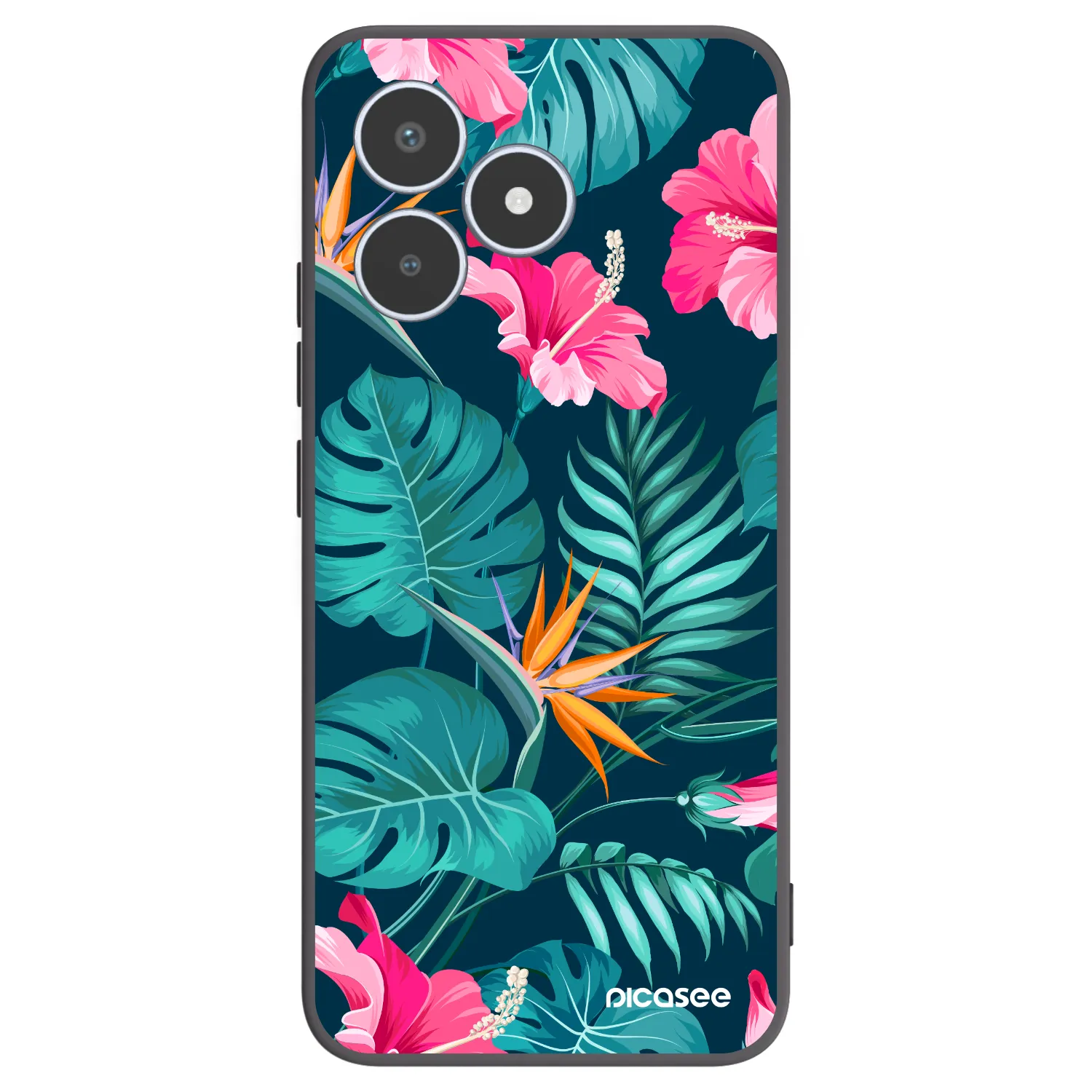 Picasee fekete szilikon tok az alábbi mobiltelefonokra Realme C53 - Pink Monstera