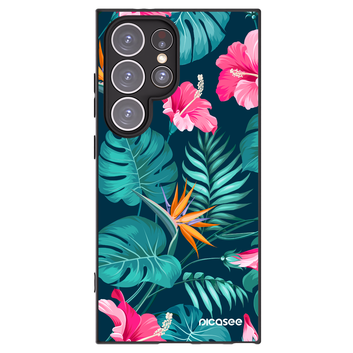 Picasee fekete szilikon tok az alábbi mobiltelefonokra Samsung Galaxy S24 Ultra S928B 5G - Pink Monstera