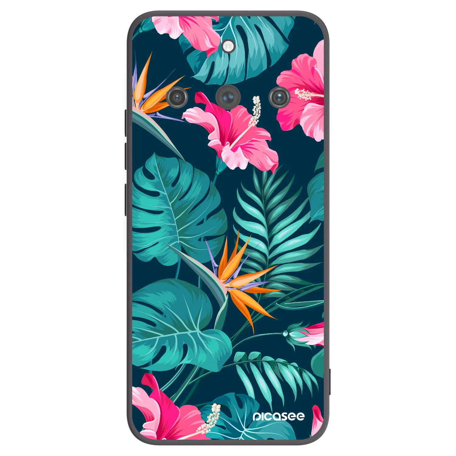 Picasee fekete szilikon tok az alábbi mobiltelefonokra Realme 11 Pro+ - Pink Monstera