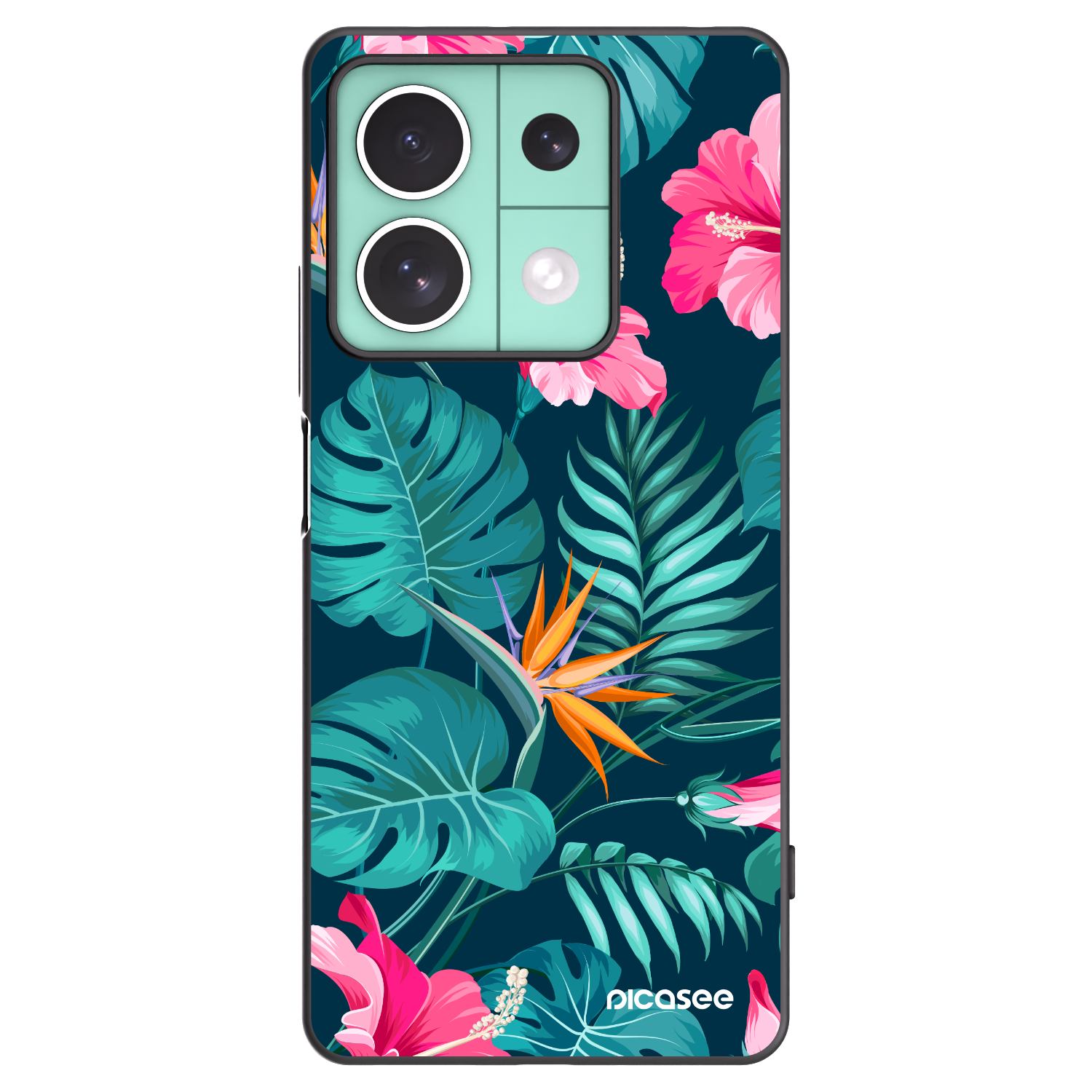 Picasee fekete szilikon tok az alábbi mobiltelefonokra Xiaomi Redmi Note 13 5G - Pink Monstera