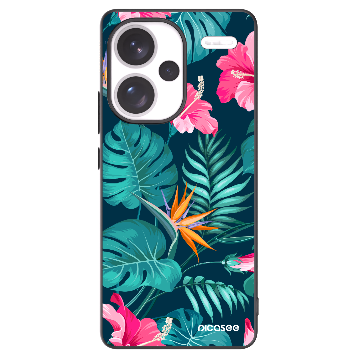Picasee fekete szilikon tok az alábbi mobiltelefonokra Xiaomi Redmi Note 13 Pro+ 5G - Pink Monstera