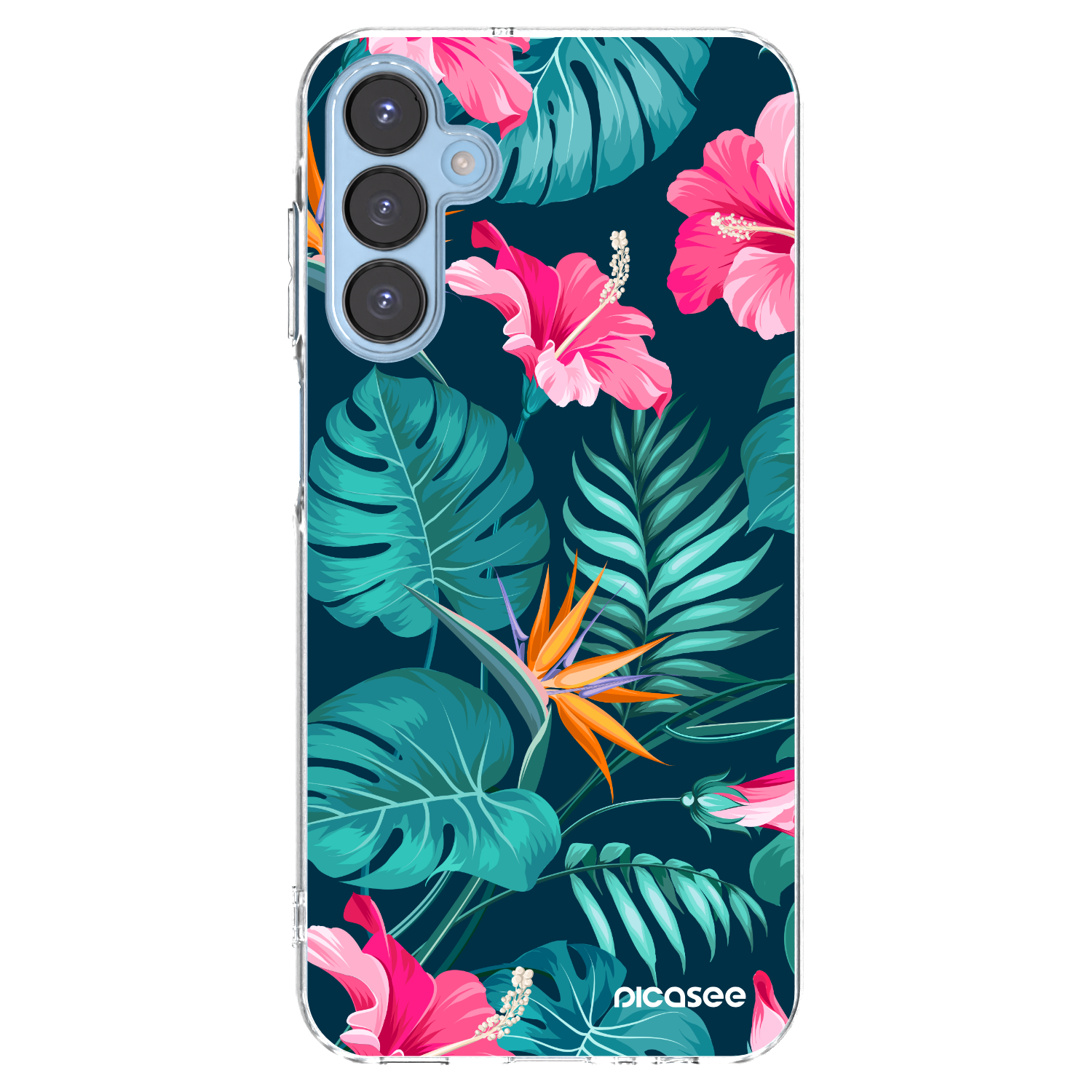 Picasee átlátszó szilikon tok az alábbi mobiltelefonokra Samsung Galaxy A15 A156B 5G - Pink Monstera