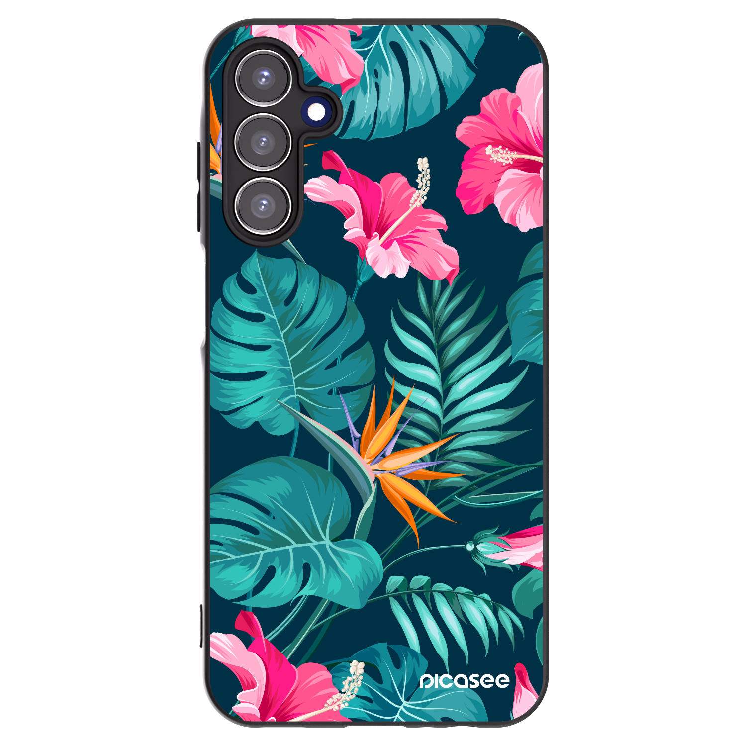 Picasee fekete szilikon tok az alábbi mobiltelefonokra Samsung Galaxy A15 A155F 4G - Pink Monstera