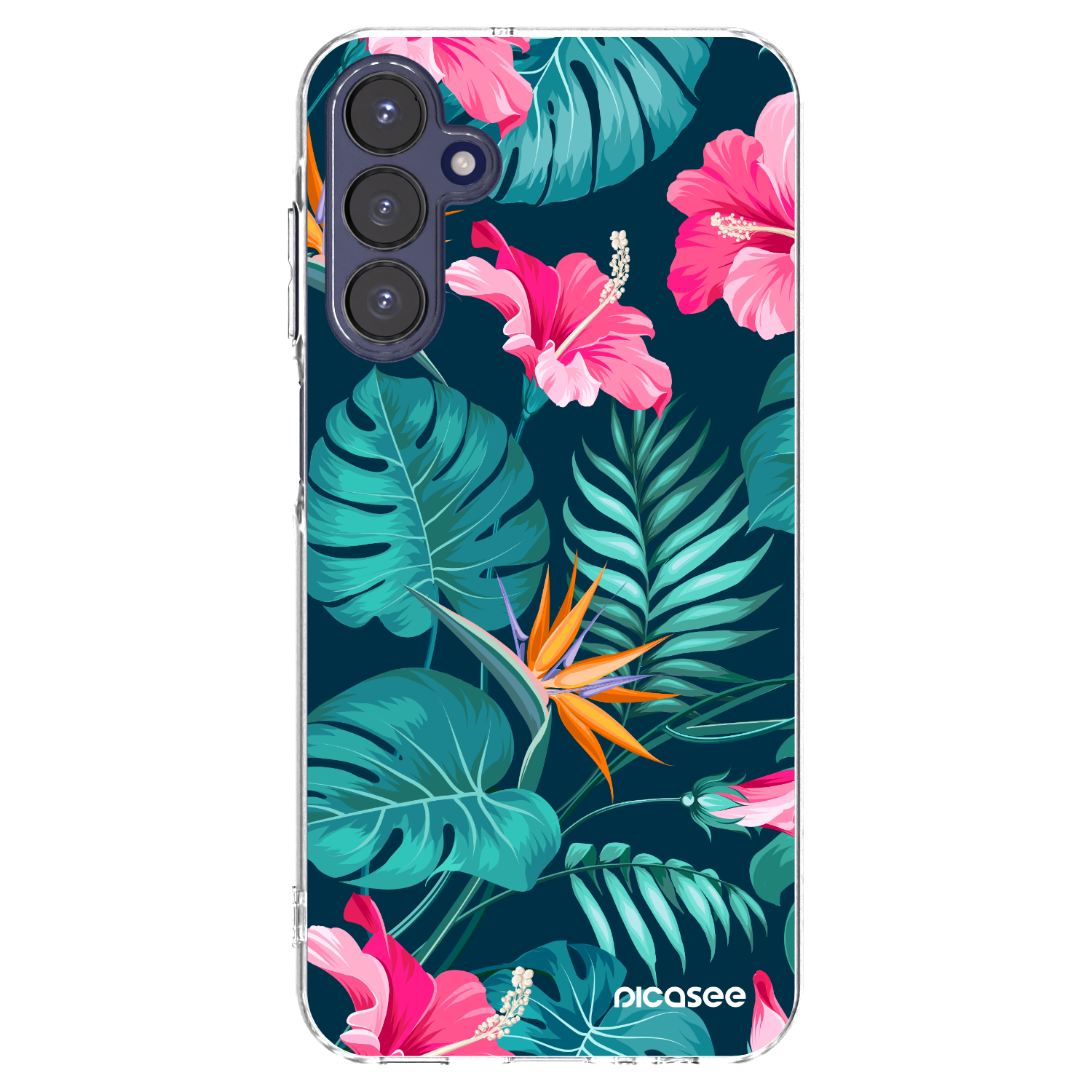 Picasee átlátszó szilikon tok az alábbi mobiltelefonokra Samsung Galaxy A15 A155F 4G - Pink Monstera